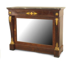French Empire Mahogany and Mirrored Console Table