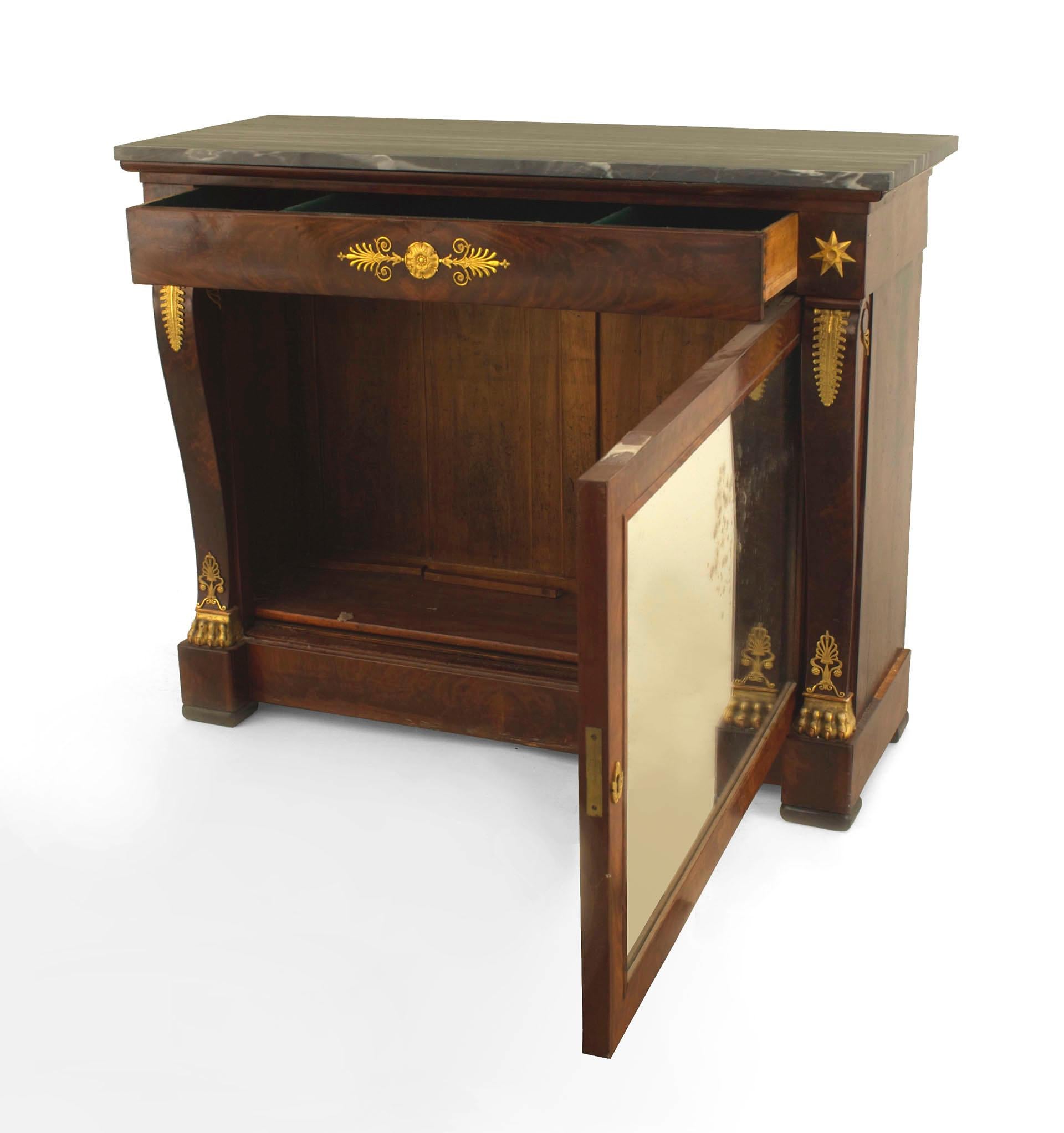 Français Table console Empire en acajou et miroir en vente