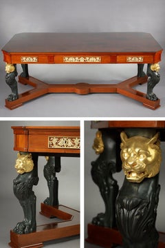 Mahogany and Bronze Veneer Middle Table, "Return from Egypt" Style
