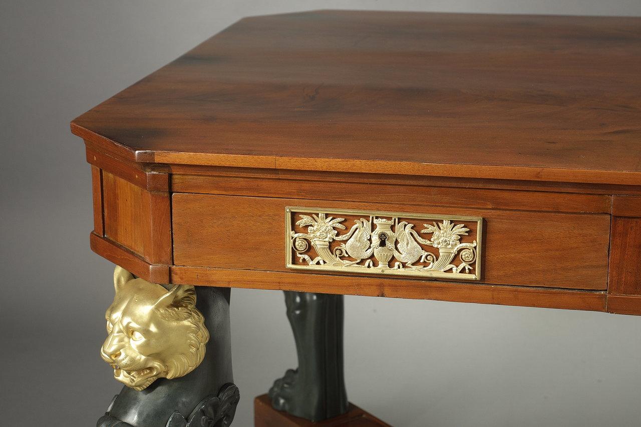 Mahogany and Bronze Veneer Middle Table, 