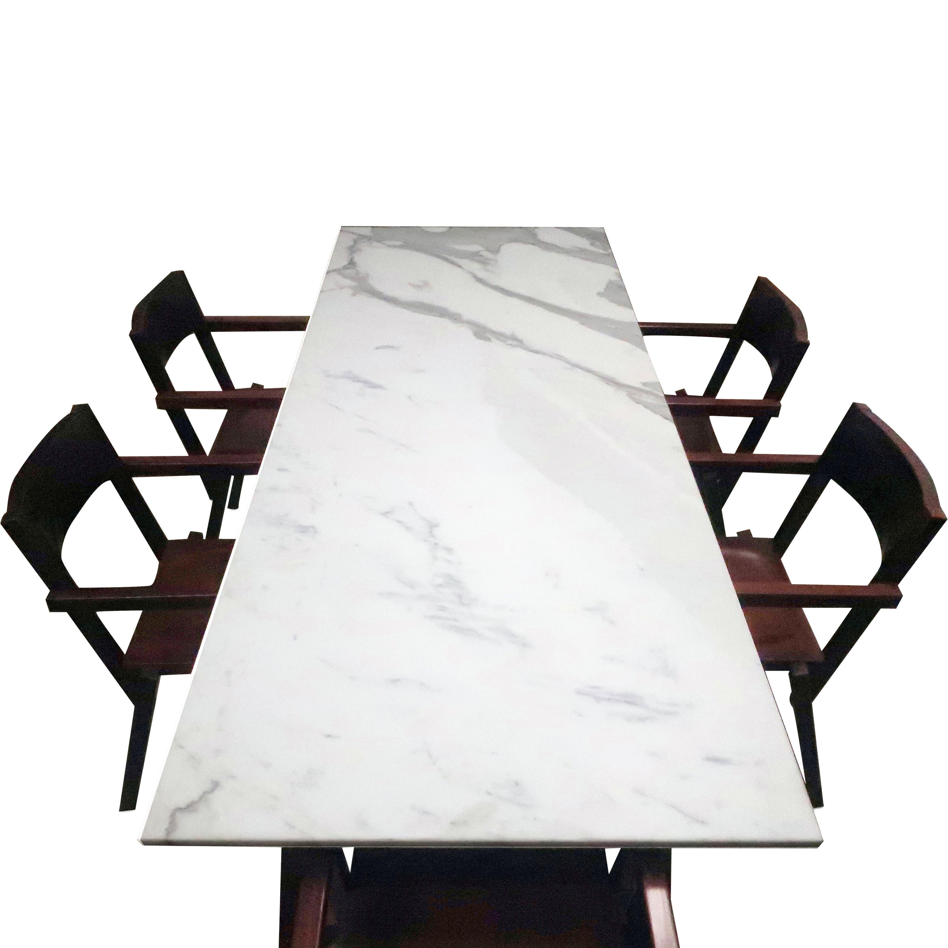 Ensemble de salle à manger Muku en acajou et marbre Calacatta de Naoto Fukasawa pour Driade Bon état - En vente à Brooklyn, NY