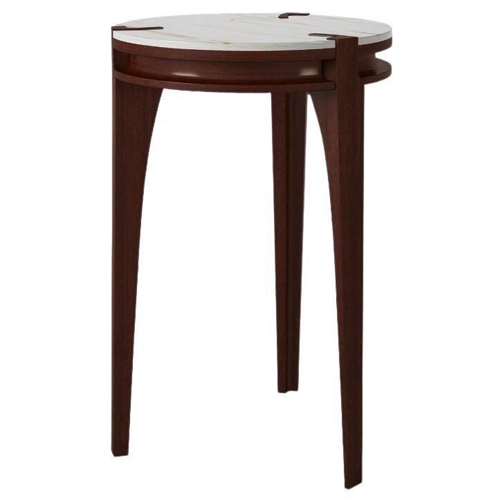 Mahogany and Calacatta Side Table For Sale