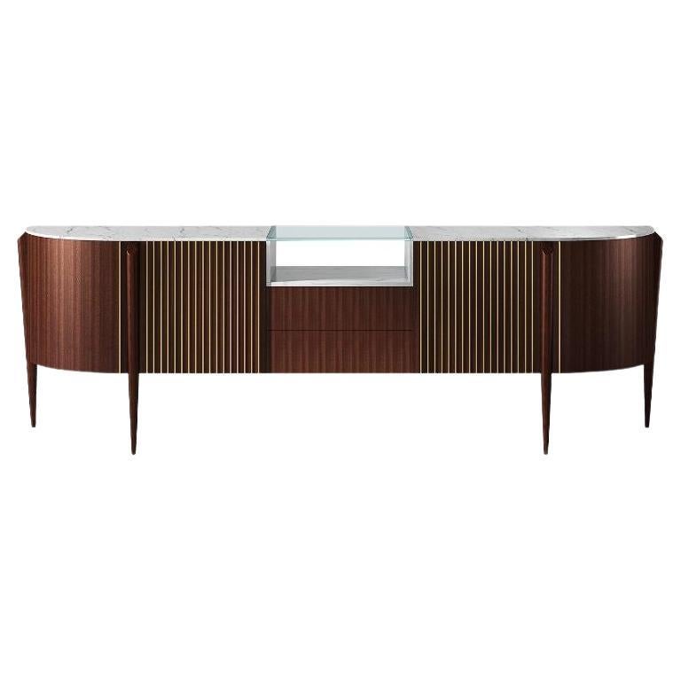 Sideboard aus Mahagoni und Calacatta