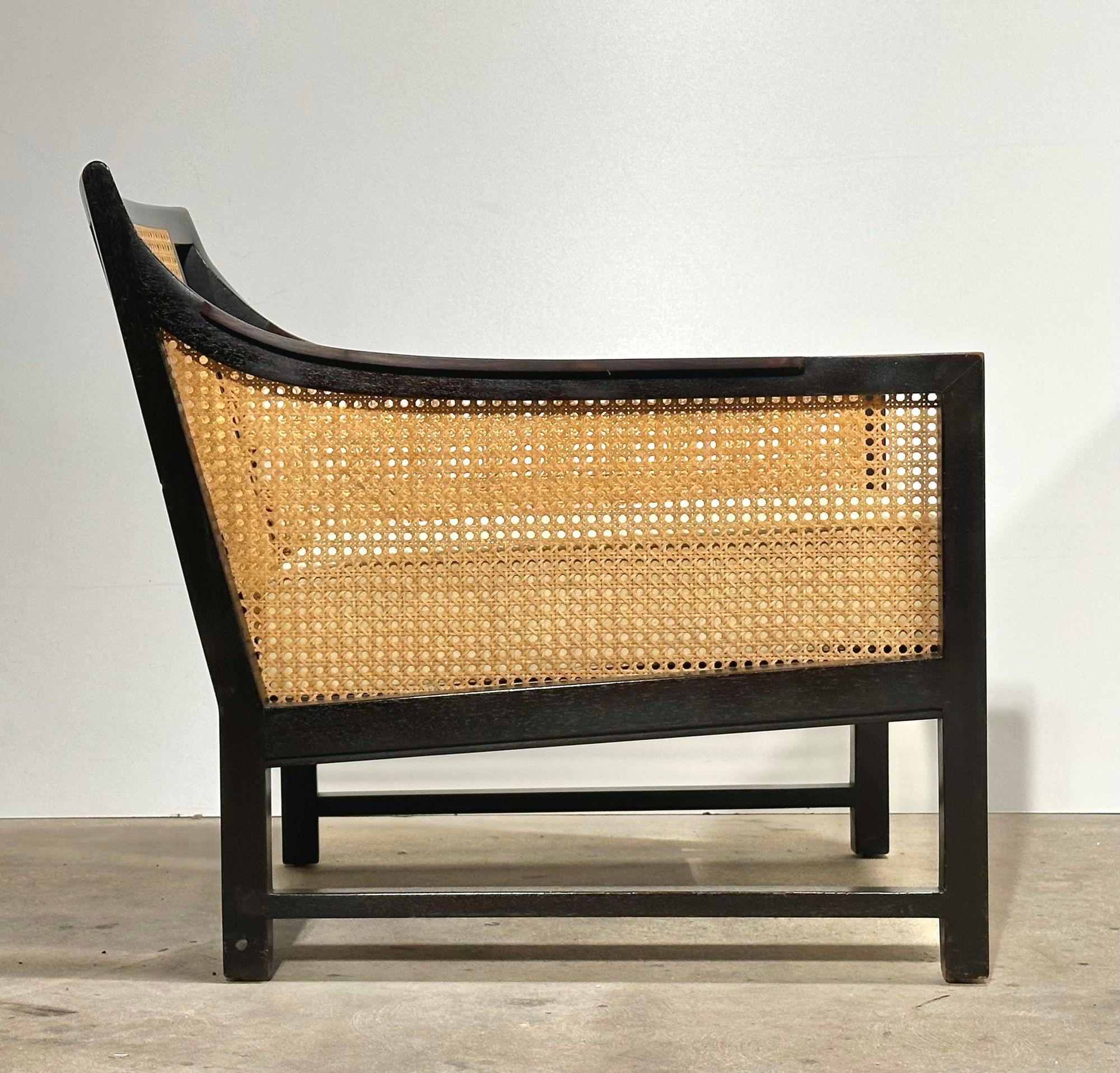 Mahogany and Cane Lounge Chair by Edward Wormley for Dunbar, 1950 For Sale 1