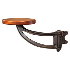 Mahogany and Cast Iron Seating - Outdoor Wall-Mounted Stool