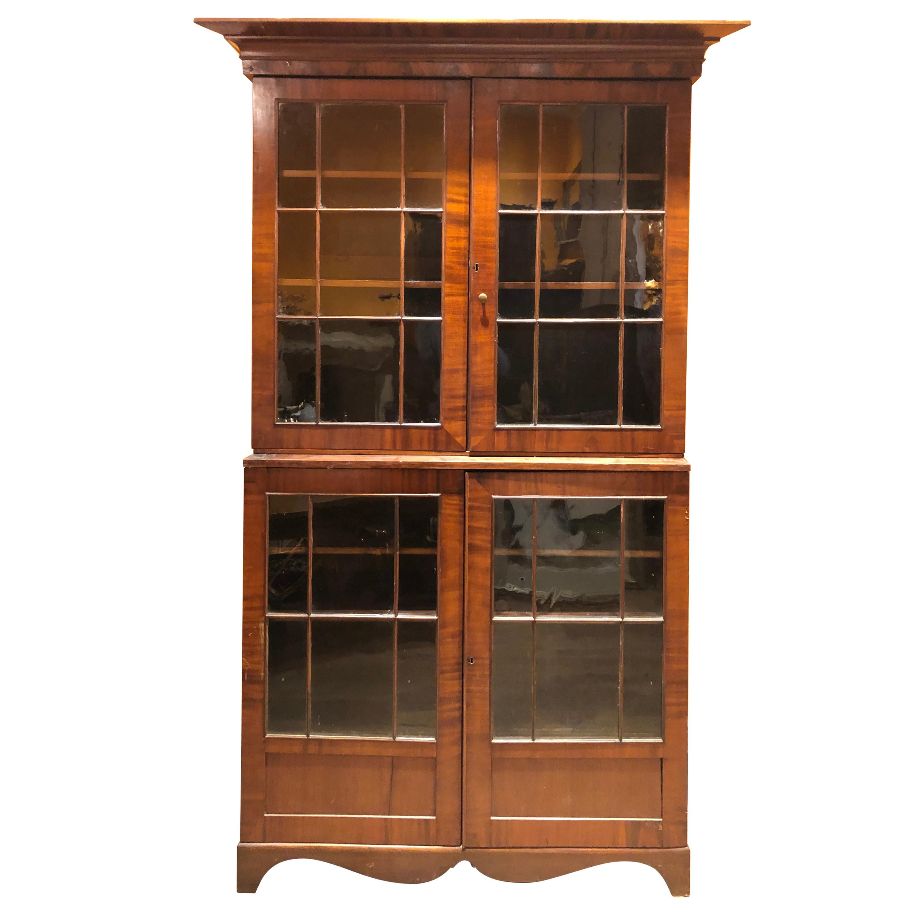 Mahogany and Cherry American 19th Century Bookcase at 1stDibs