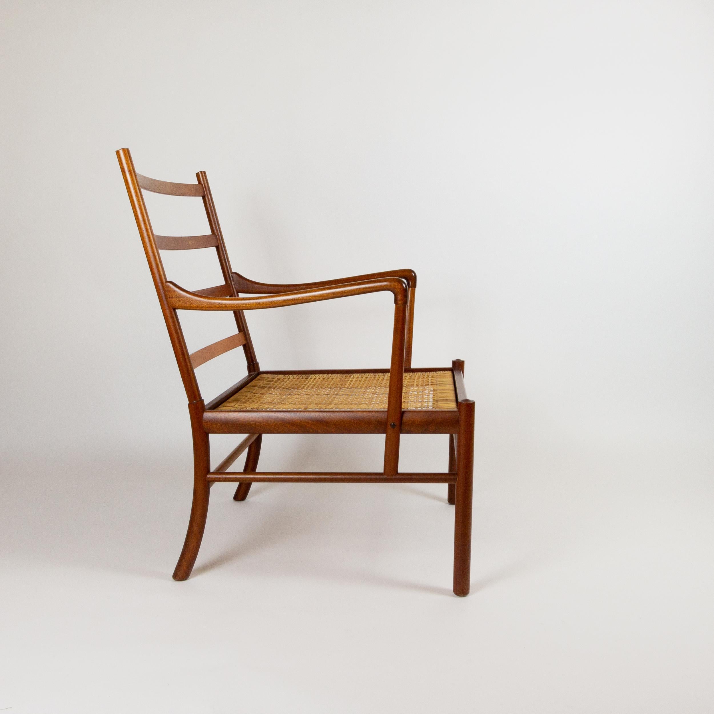 Mahogany and Cream Leather Colonial Chair by Ole Wanscher for Poul Jeppesen 3