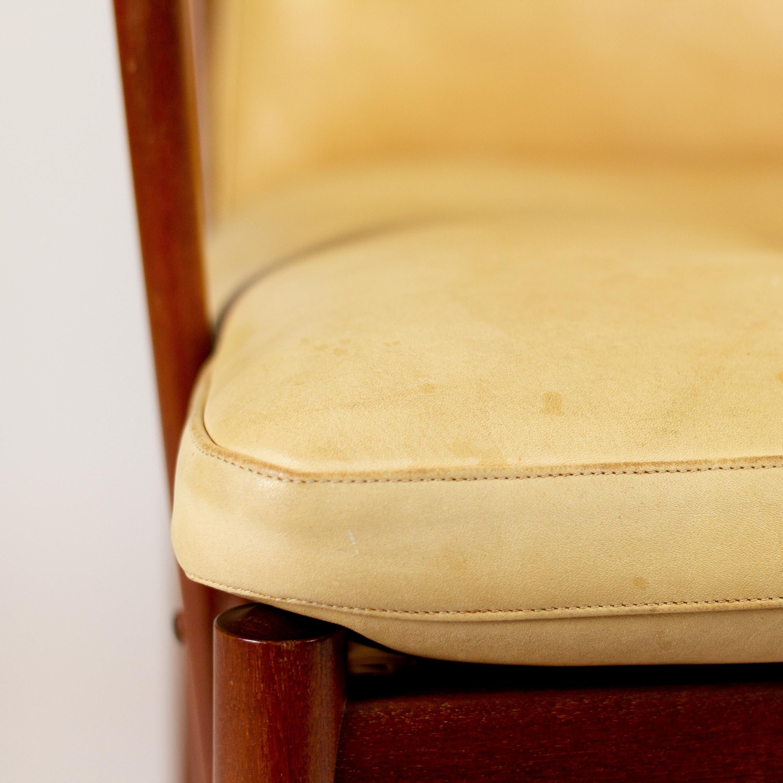 Mahogany and Cream Leather Colonial Chair by Ole Wanscher for Poul Jeppesen 7