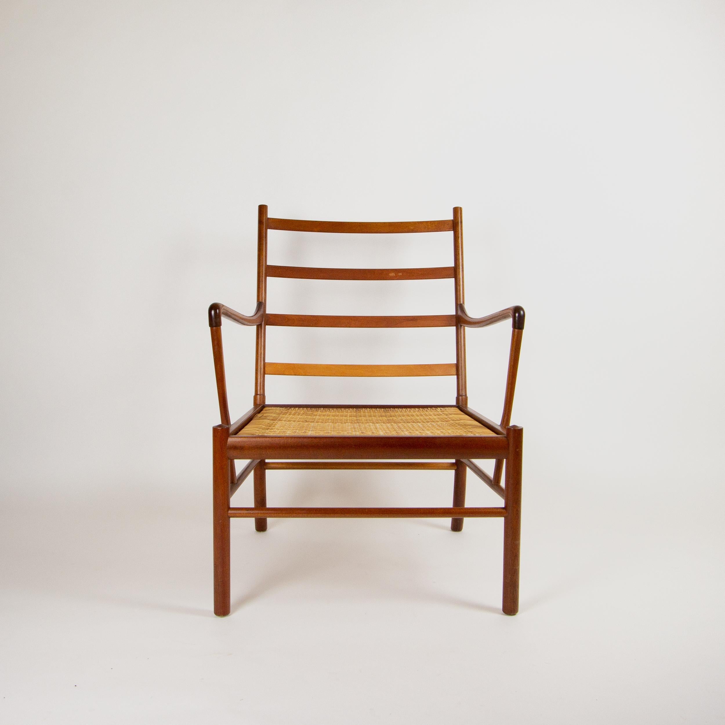 Mahogany and Cream Leather Colonial Chair by Ole Wanscher for Poul Jeppesen 1