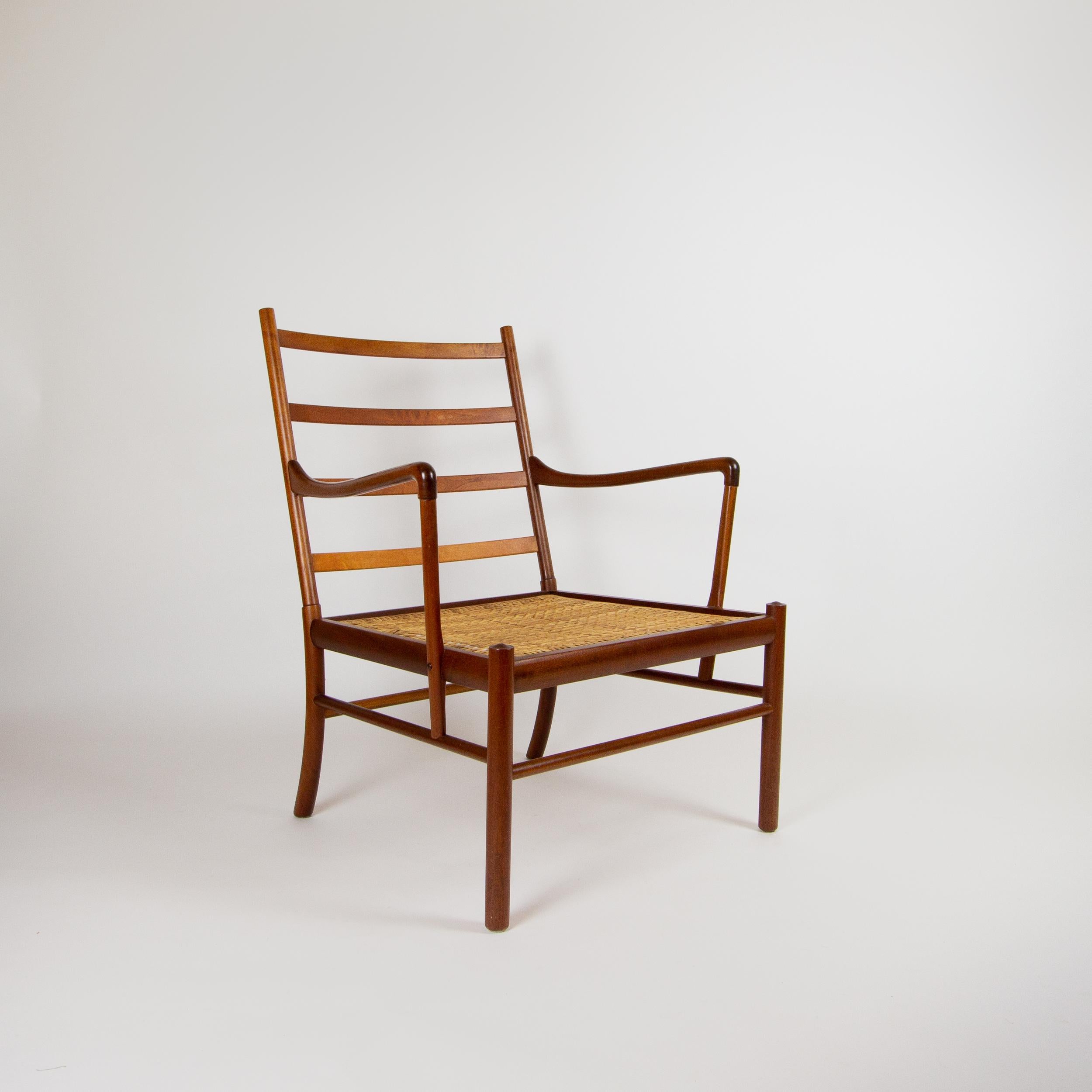 Mahogany and Cream Leather Colonial Chair by Ole Wanscher for Poul Jeppesen 2