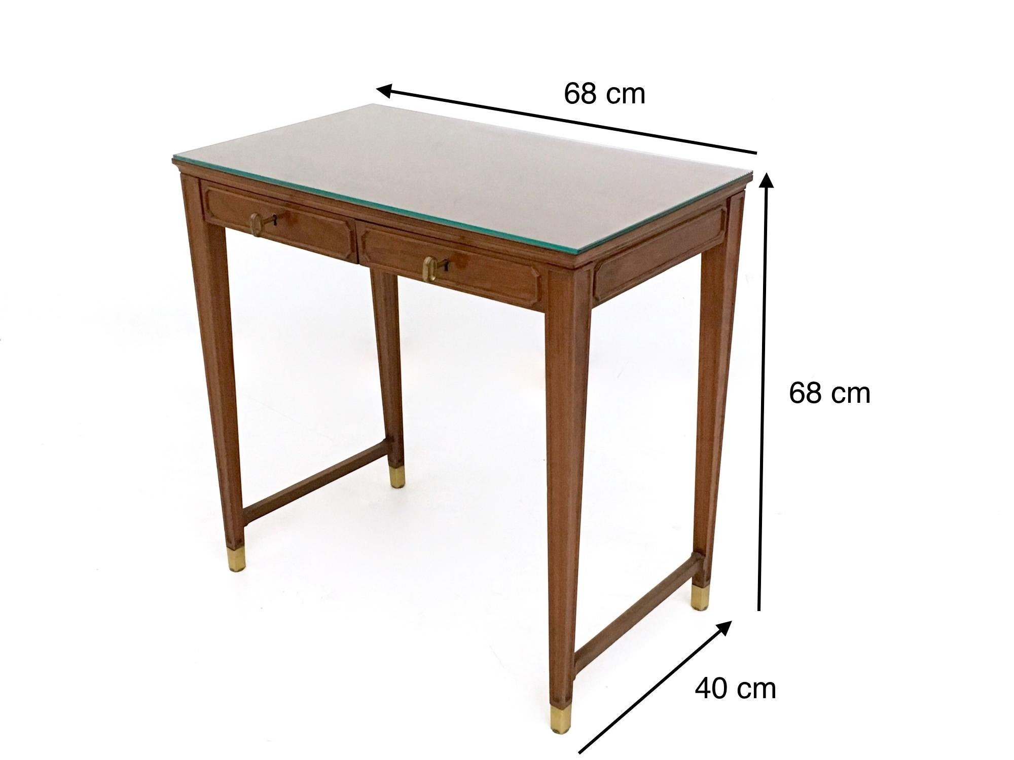 Vintage Walnut and Crystal Bedroom Writing Desk in the Style of Gio Ponti, Italy 5