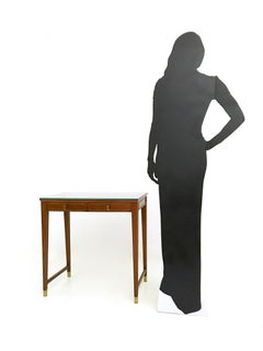 Vintage Walnut and Crystal Bedroom Writing Desk in the Style of Gio Ponti, Italy