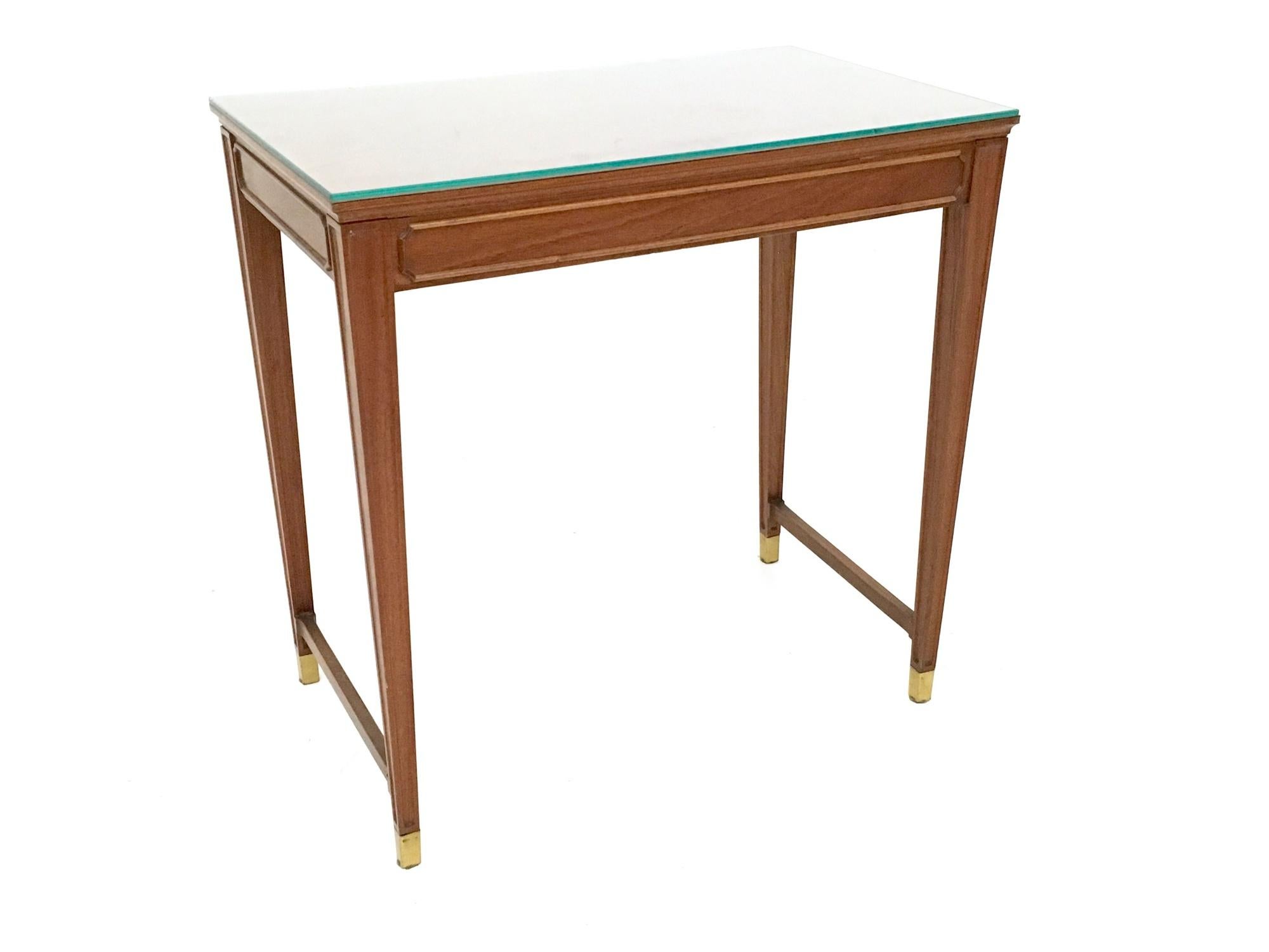 Vintage Walnut and Crystal Bedroom Writing Desk in the Style of Gio Ponti, Italy In Excellent Condition In Bresso, Lombardy