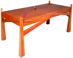 Colorful Modernists Art  Inspired Sculptural Mahogany Desk with Secret Drawers