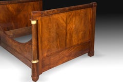Mahogany and Gilt Bronze Empire Bed Frame, France, circa 19th Century
