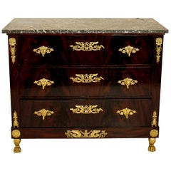 Mahogany and Gilt Bronze First Empire Commode