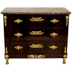 Mahogany and Gilt Bronze First Empire Commode