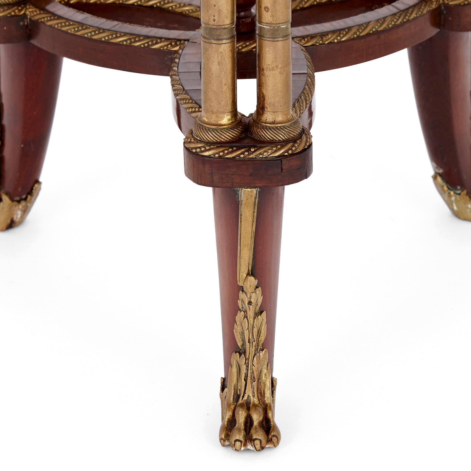 French Mahogany and Gilt Bronze Side Table in the Manner of Weisweiler For Sale