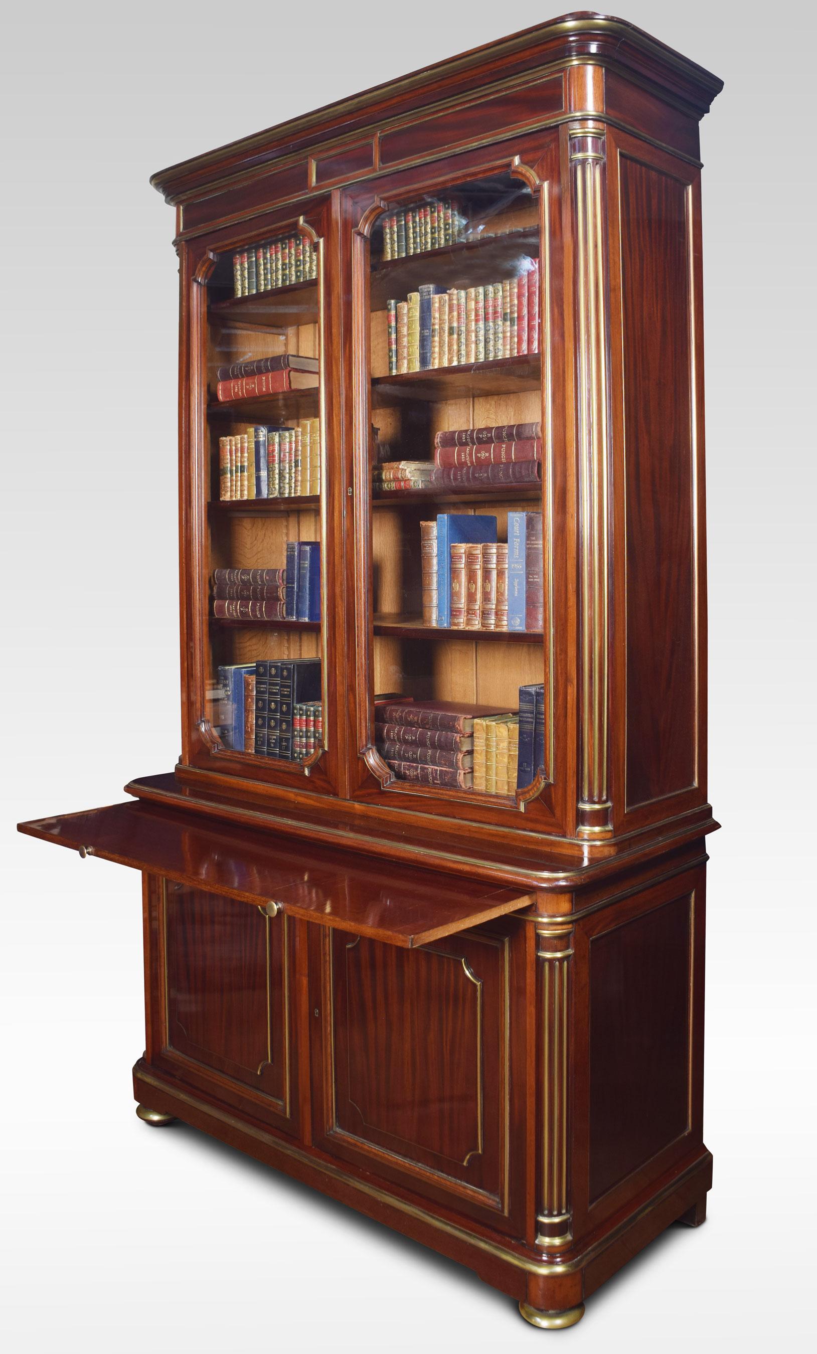 French Mahogany and Gilt Metal Mounted Two-Door Bookcase For Sale