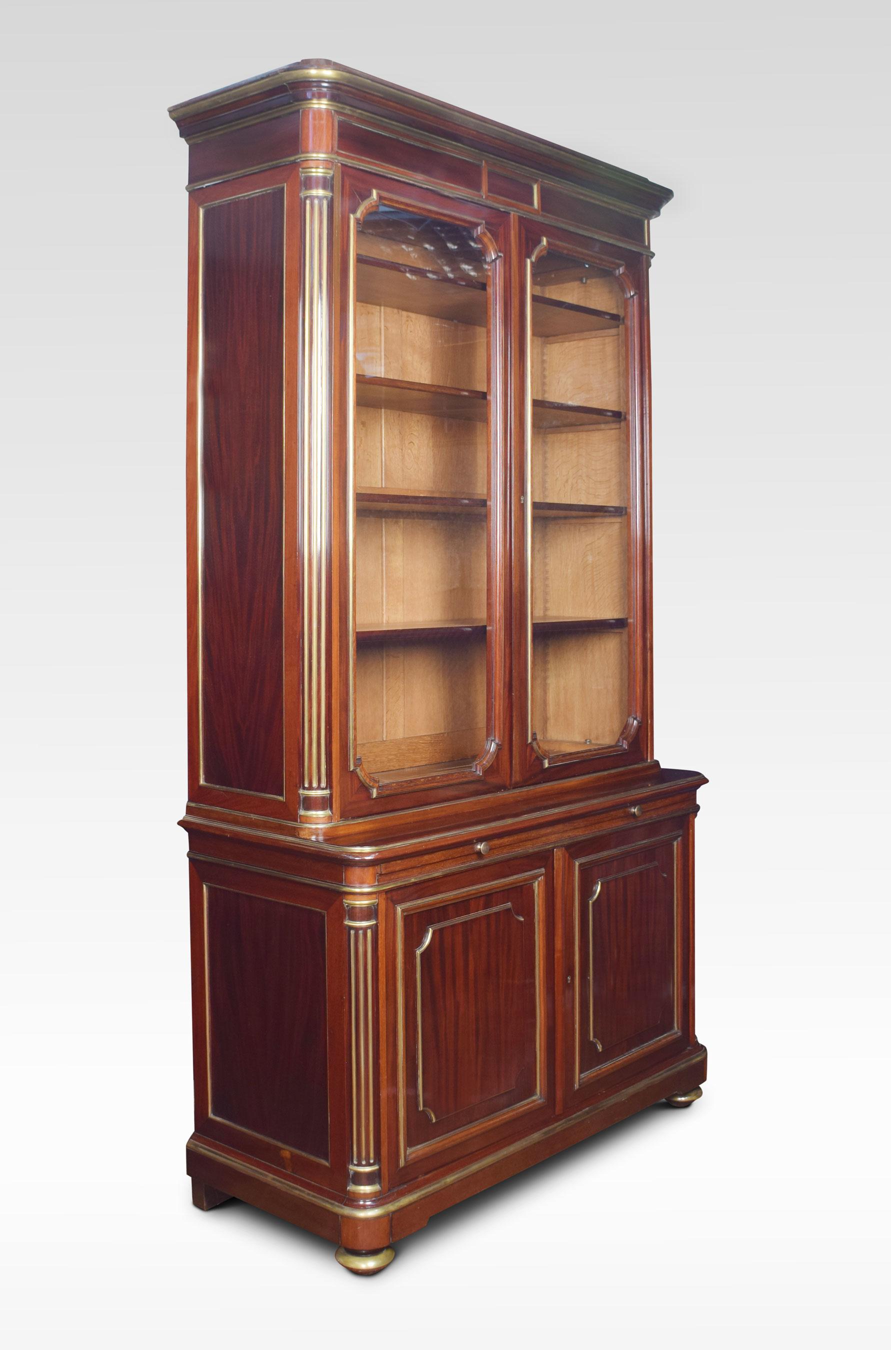 Mahogany and Gilt Metal Mounted Two-Door Bookcase In Good Condition For Sale In Cheshire, GB