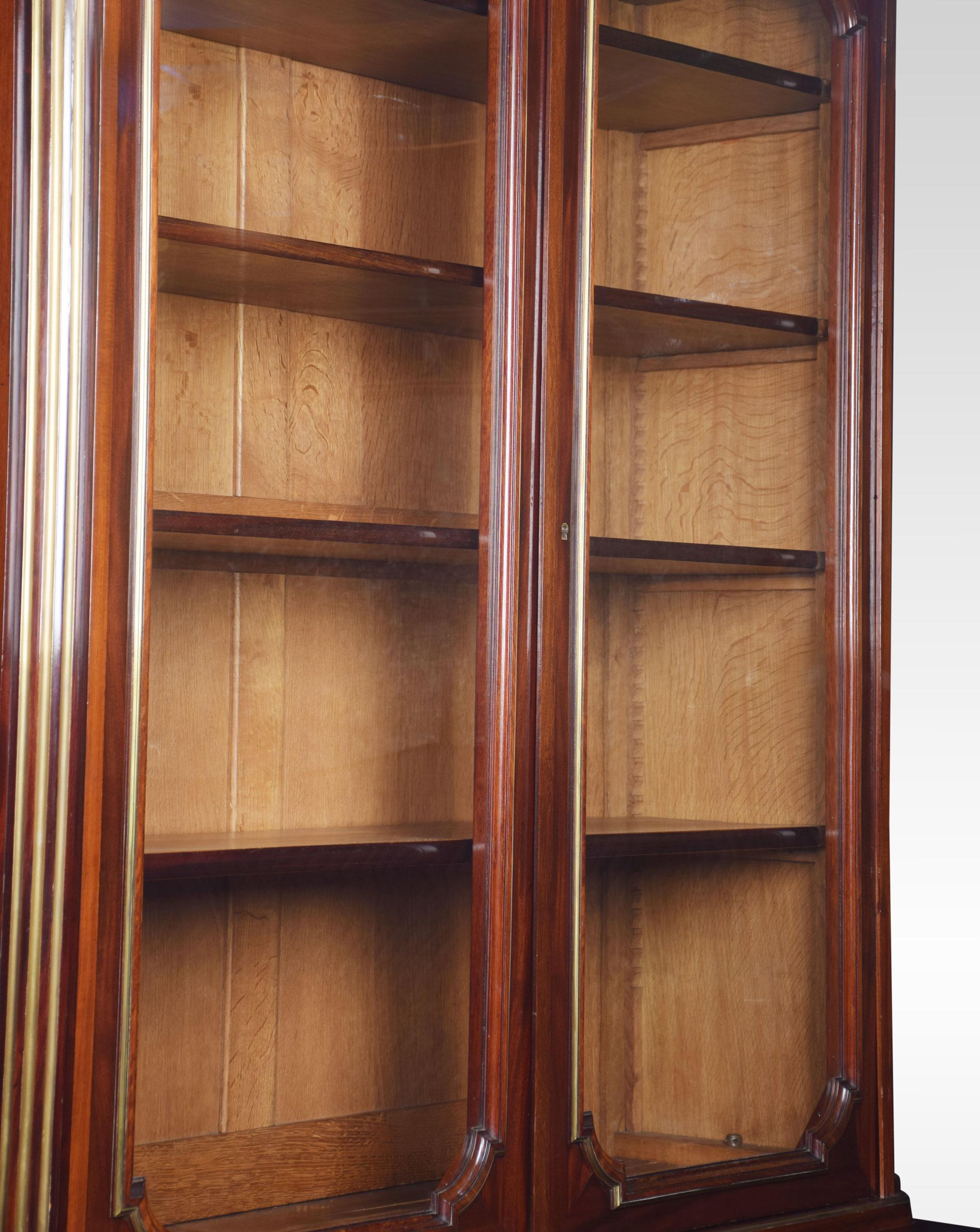 19th Century Mahogany and Gilt Metal Mounted Two-Door Bookcase For Sale