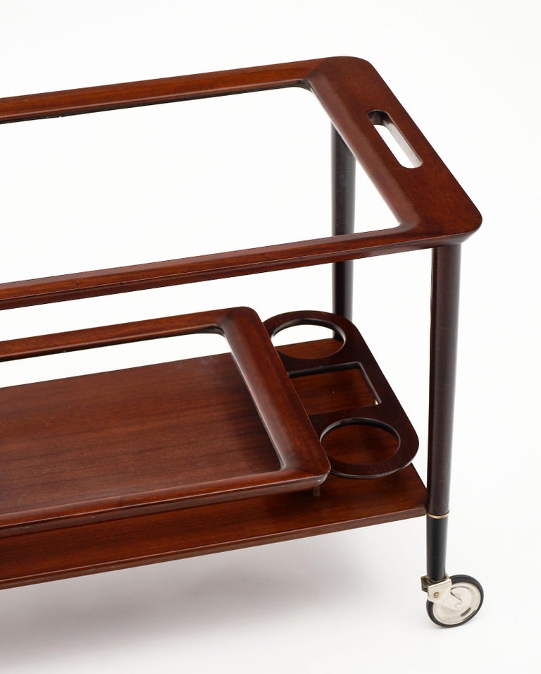 Mahogany and Glass Bar Cart For Sale at 1stDibs