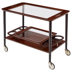 Mahogany and Glass Bar Cart