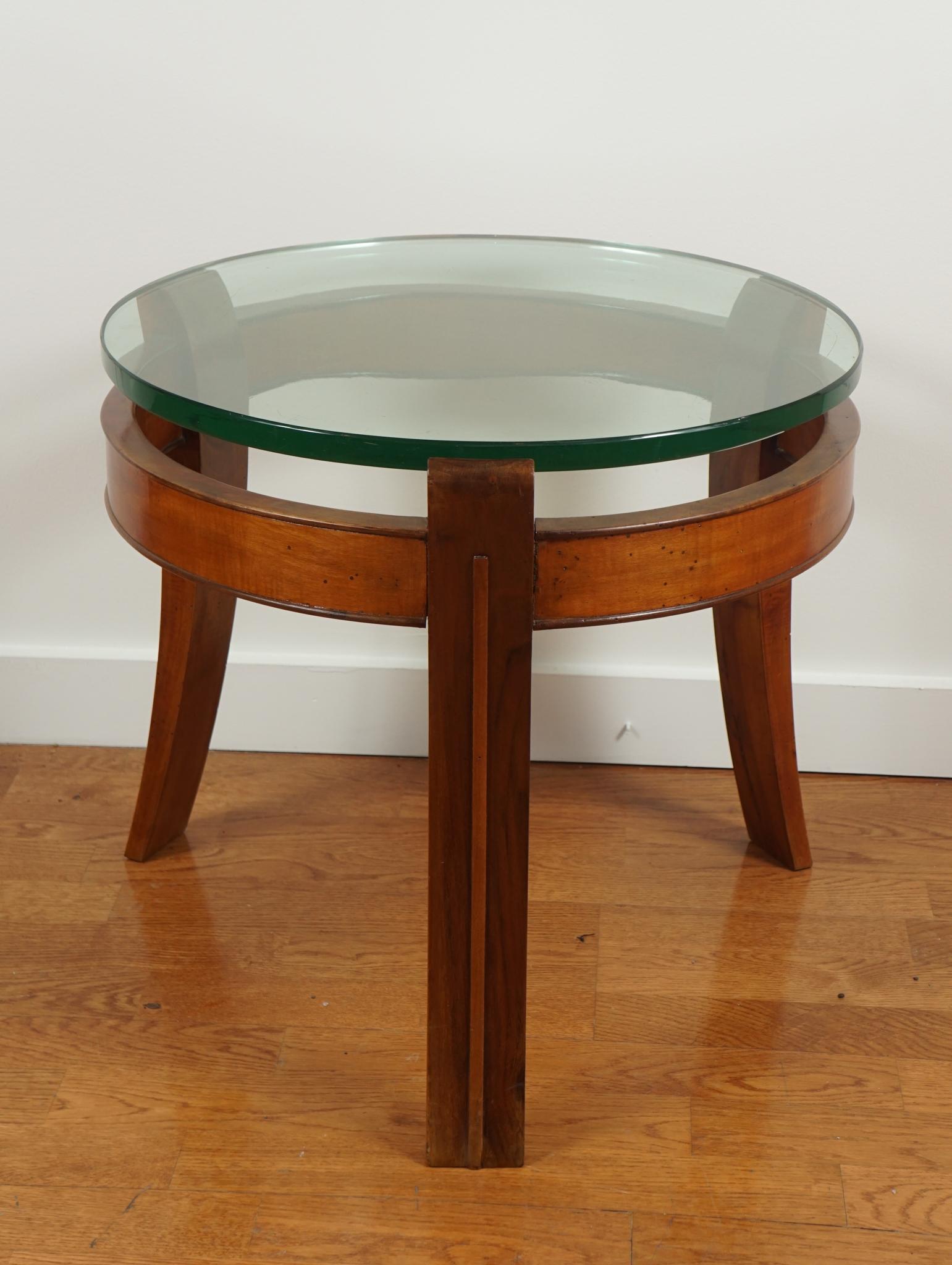 Italian Mahogany and Glass Occasional Table by Fontana Arte For Sale