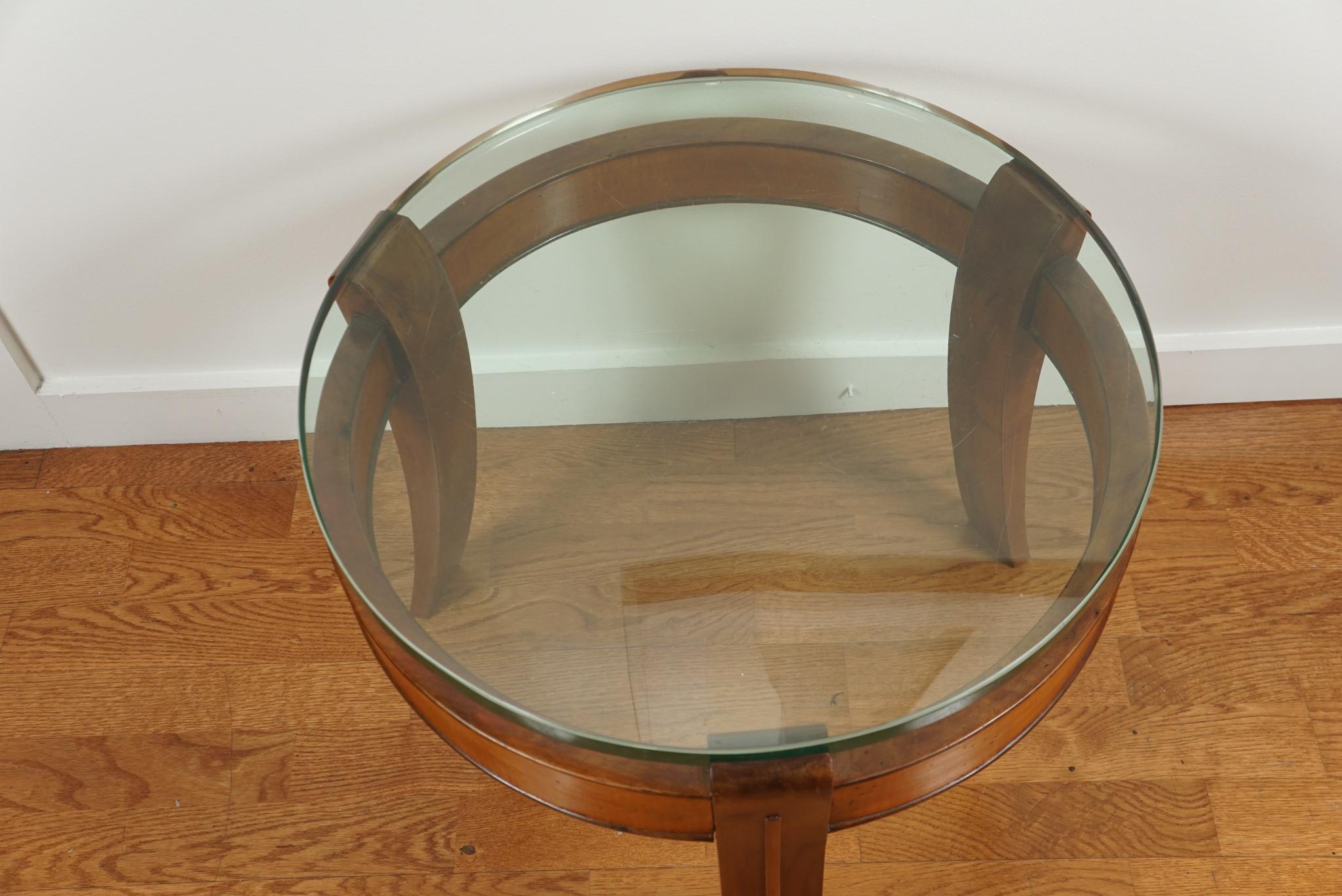 Mahogany and Glass Occasional Table by Fontana Arte In Good Condition For Sale In Hudson, NY
