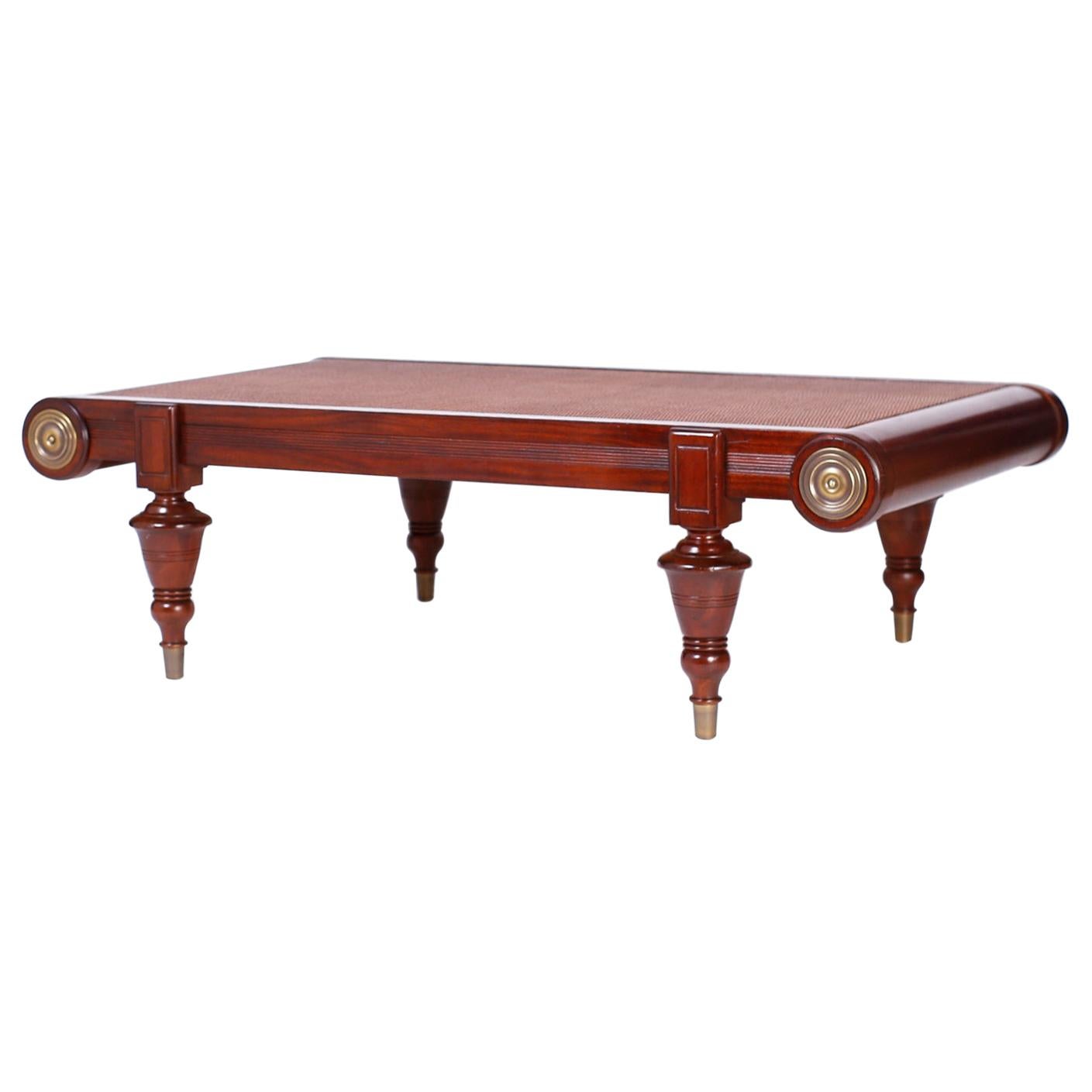 Mahogany and Grasscloth Coffee Table