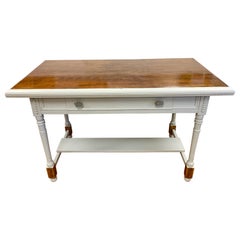 Mahogany and Gray Painted Writing Desk Table