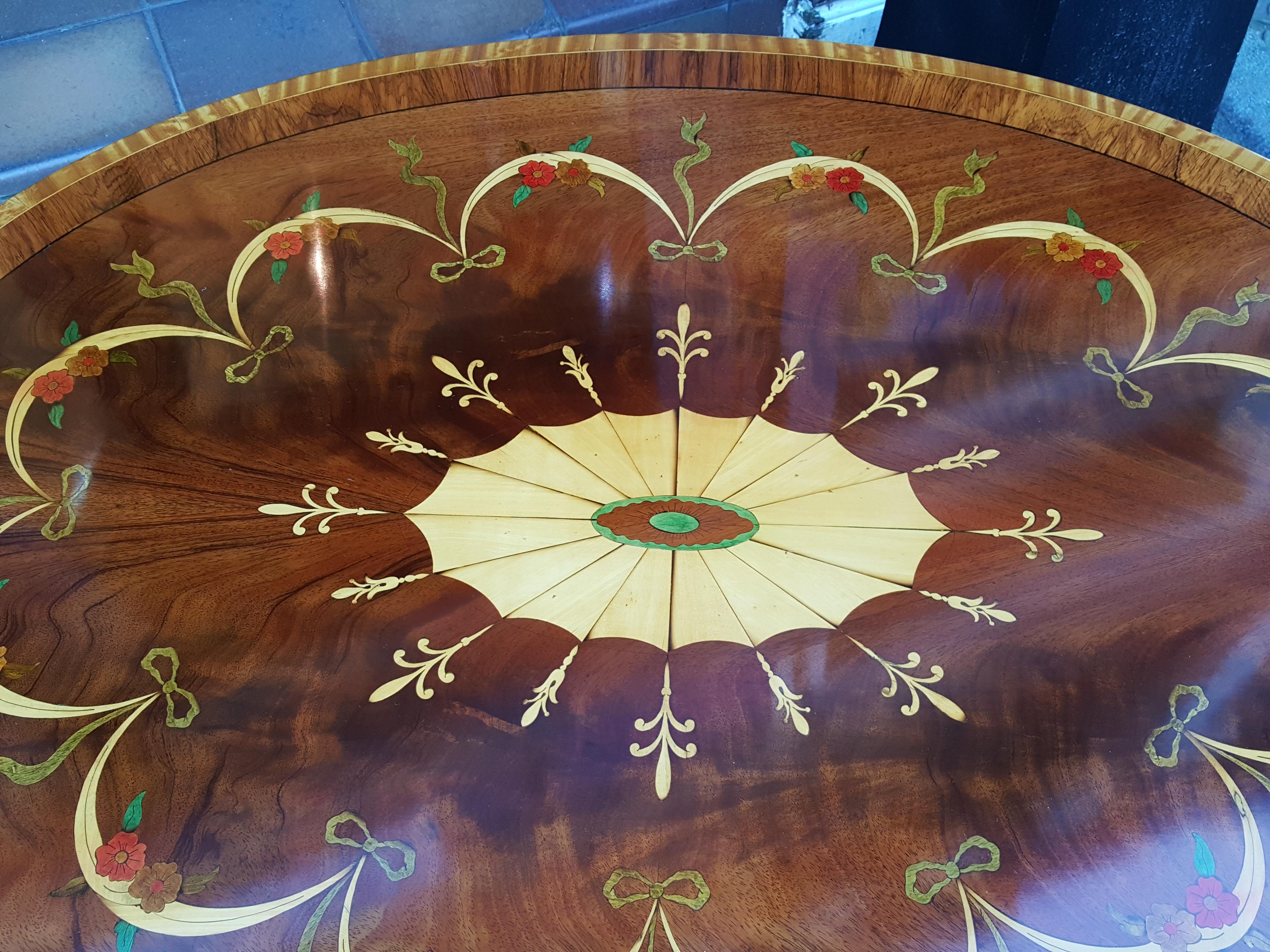 English Mahogany and Inlaid Coffee Table, Late 19th Century Top with Associated Base For Sale