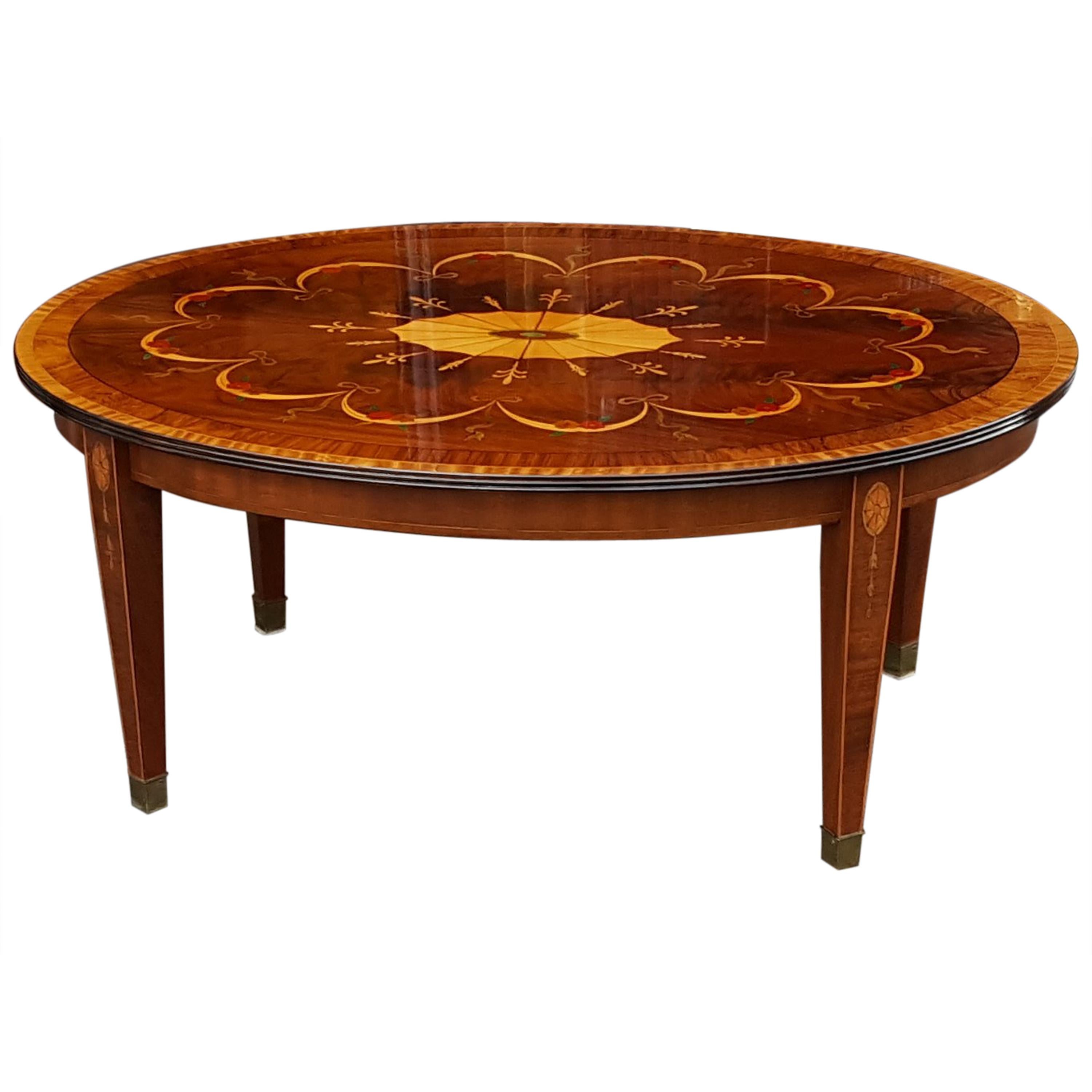 Mahogany and Inlaid Coffee Table, Late 19th Century Top with Associated Base For Sale