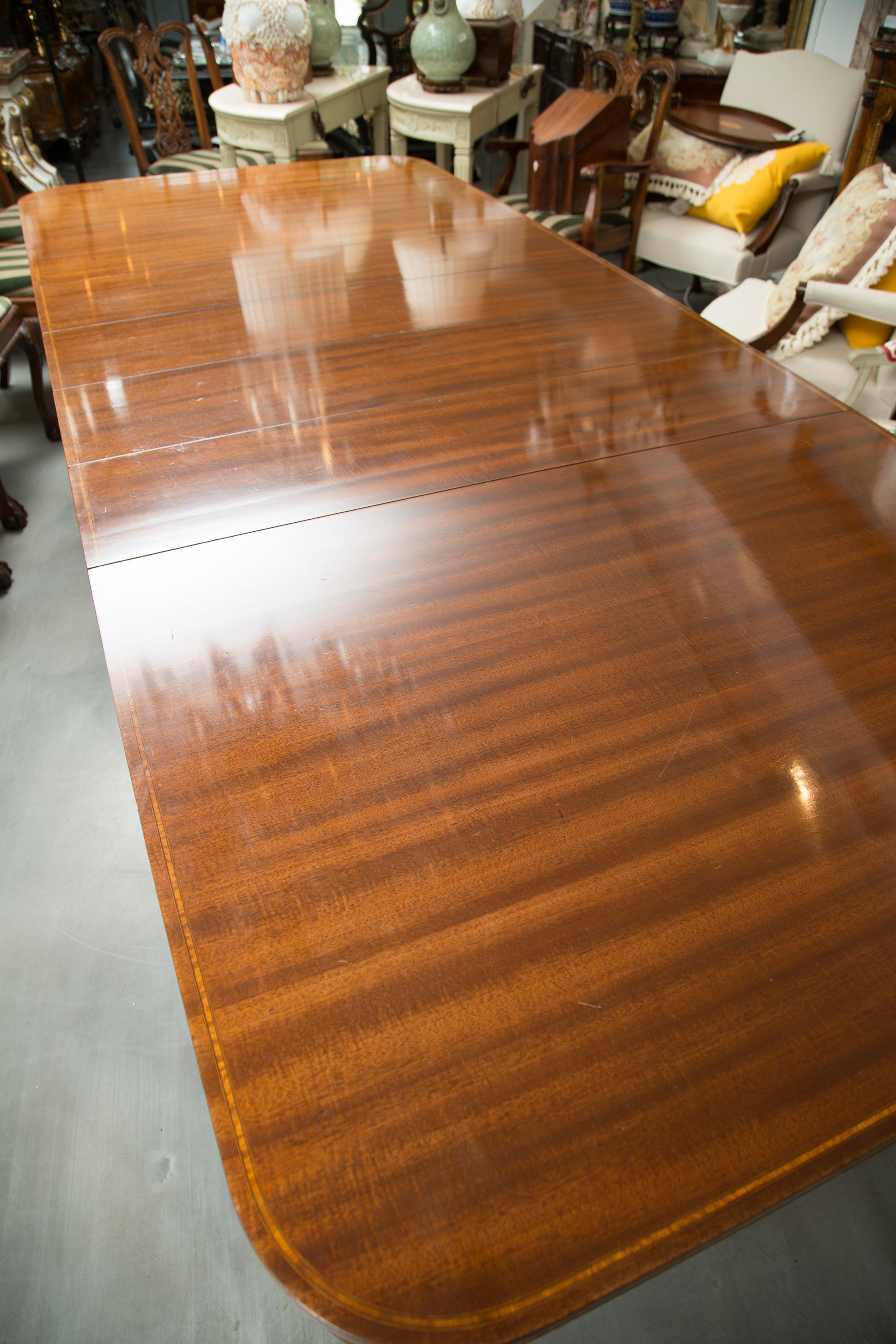 American Mahogany and Inlaid Dining Room Table