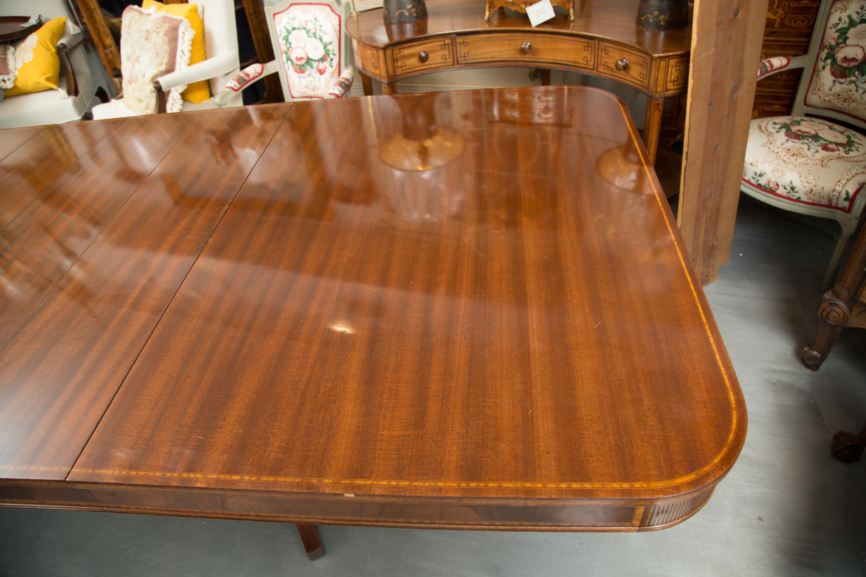 Hand-Crafted Mahogany and Inlaid Dining Room Table