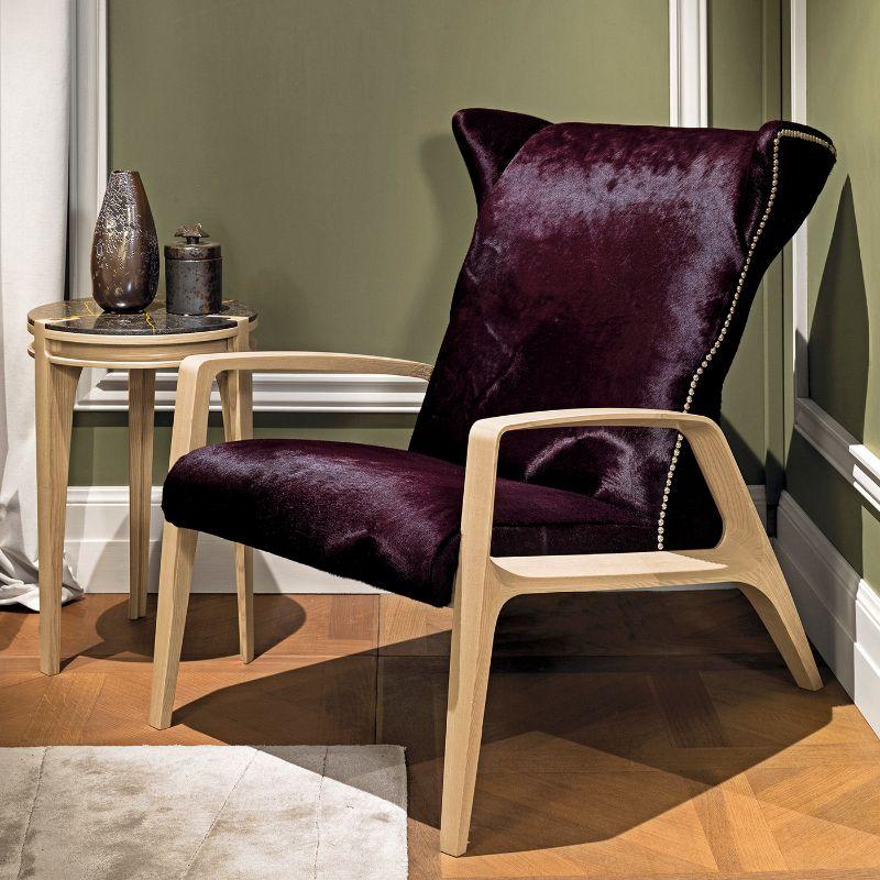 Mahogany and Jacquard Armchair In New Condition For Sale In Milan, IT