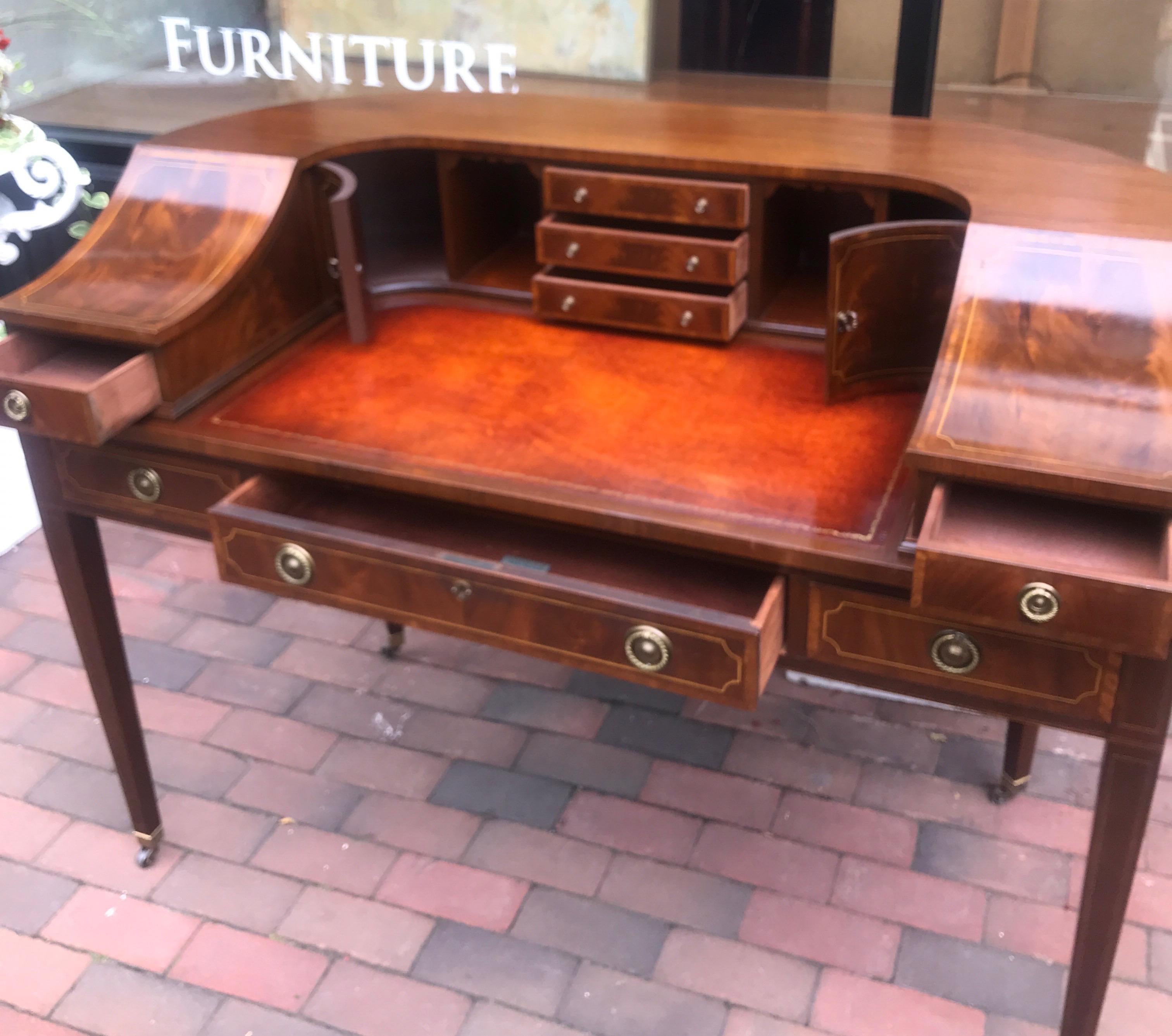 American Mahogany and Leather Carlton House Desk