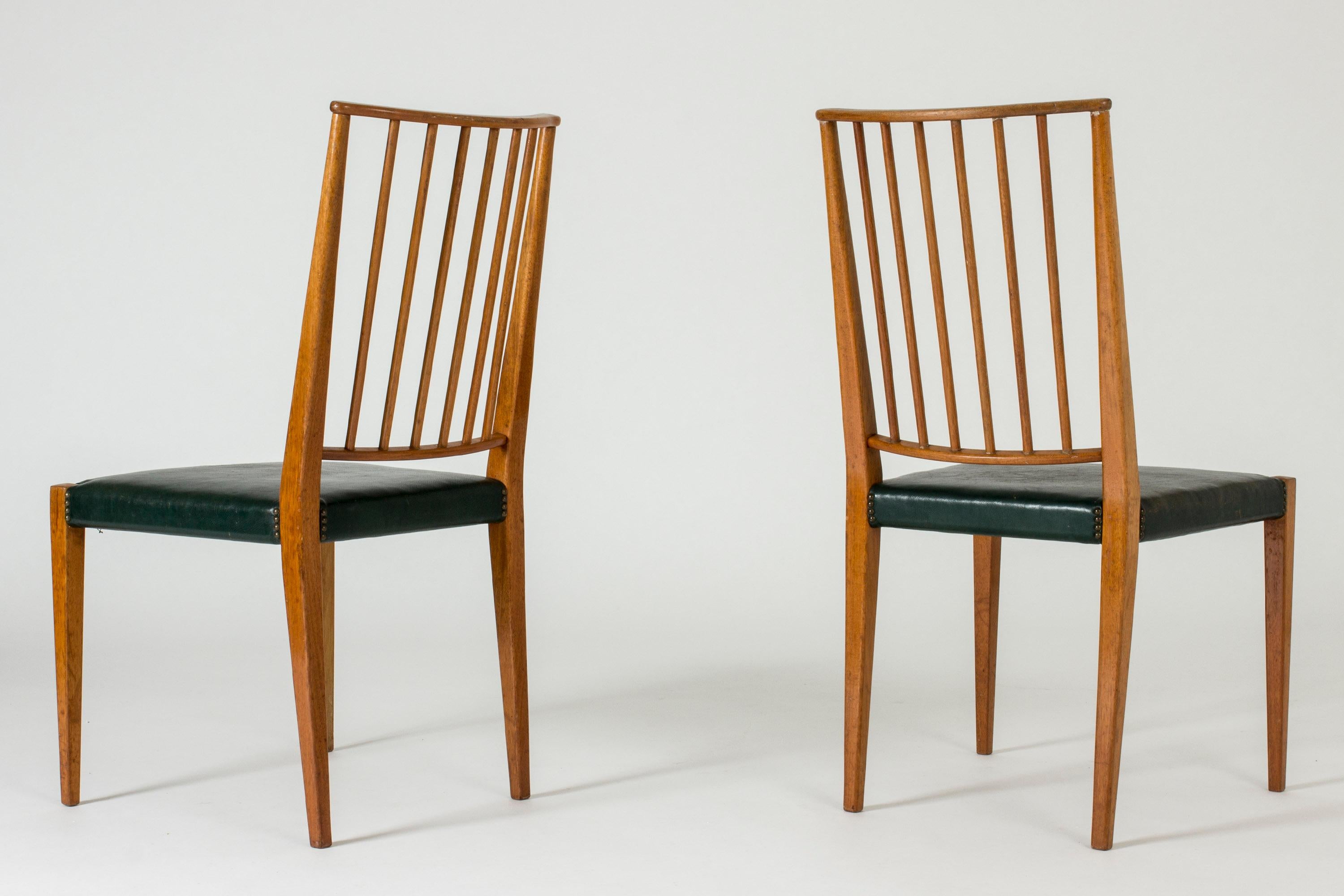 Mahogany and Leather Dining Chairs by Josef Frank In Good Condition In Stockholm, SE