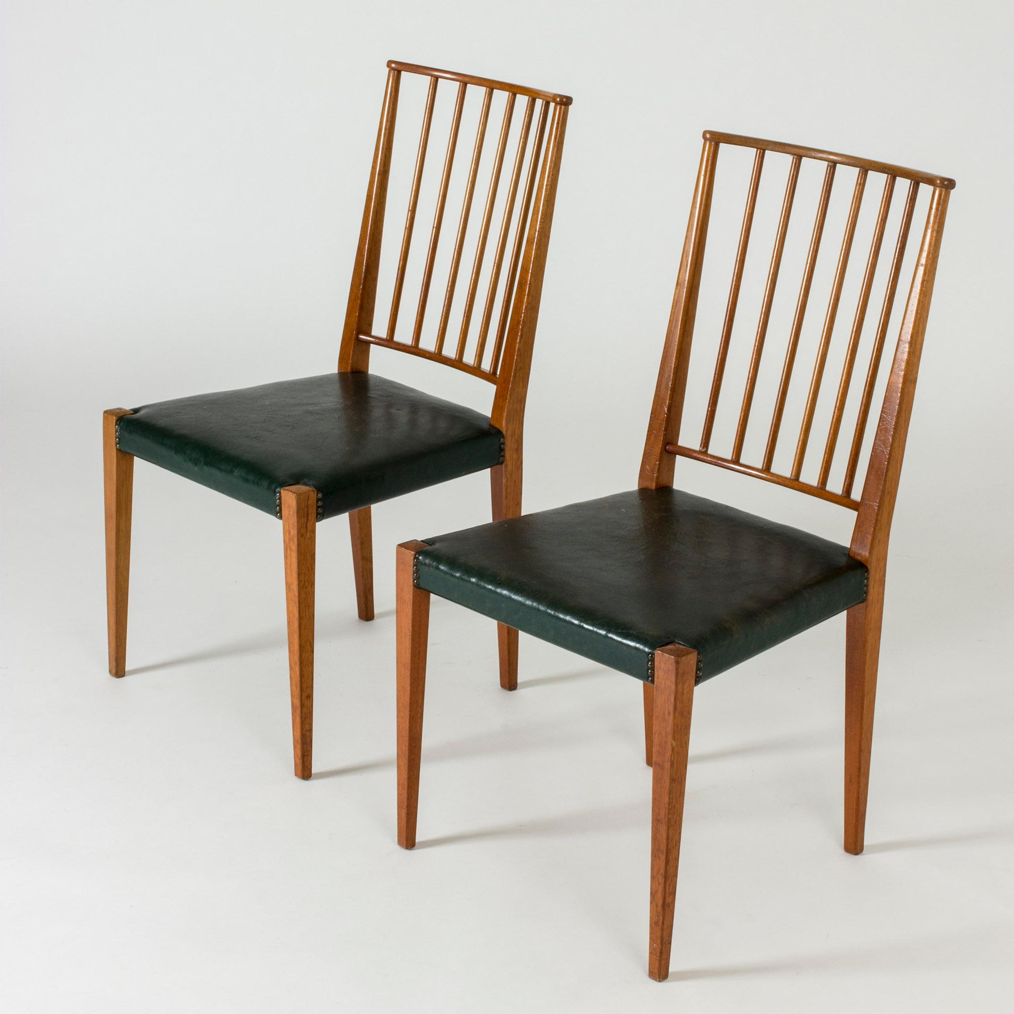 Mid-20th Century Mahogany and Leather Dining Chairs by Josef Frank