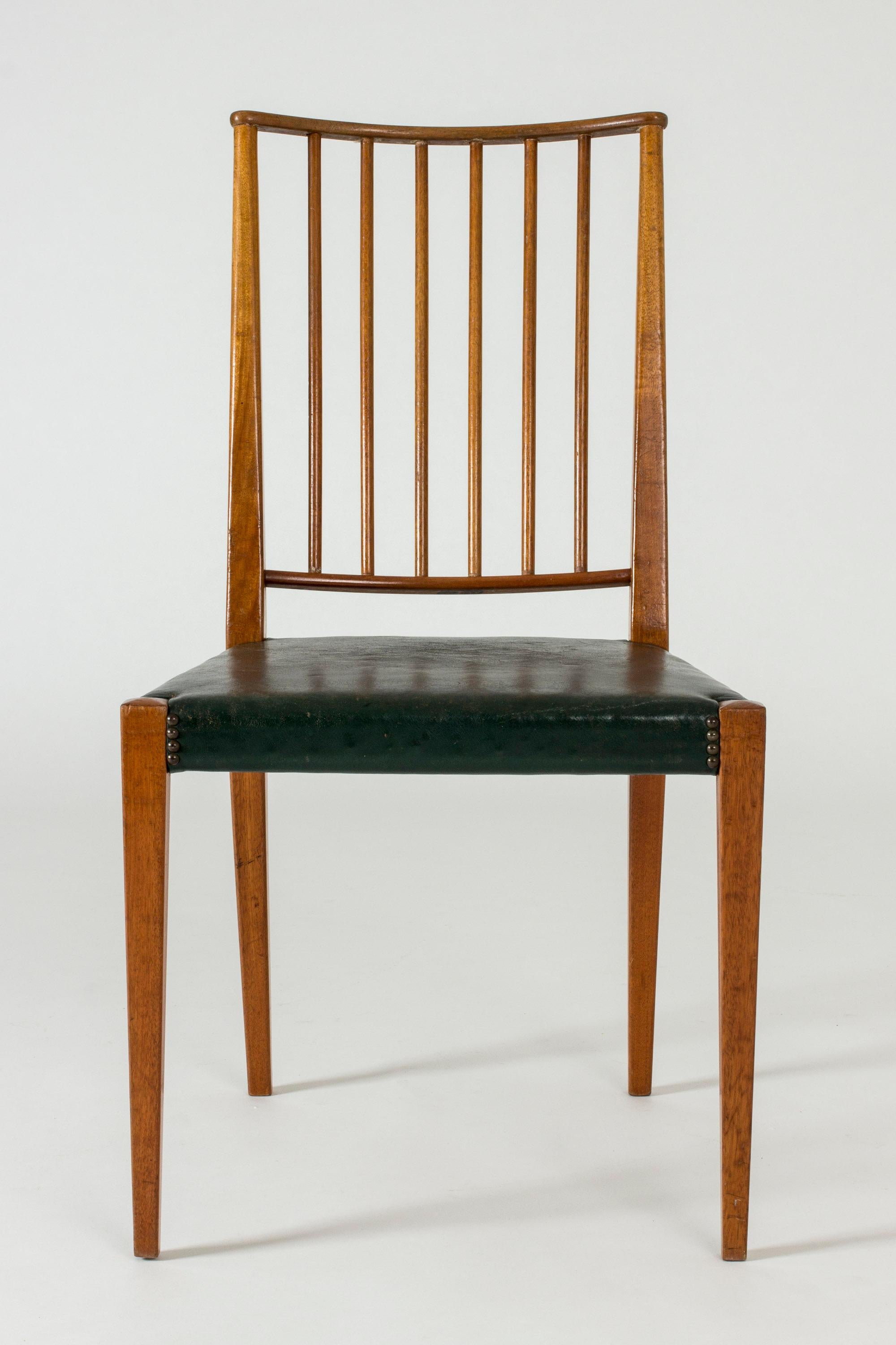 Mahogany and Leather Dining Chairs by Josef Frank 1