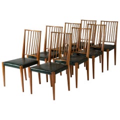 Mahogany and Leather Dining Chairs by Josef Frank