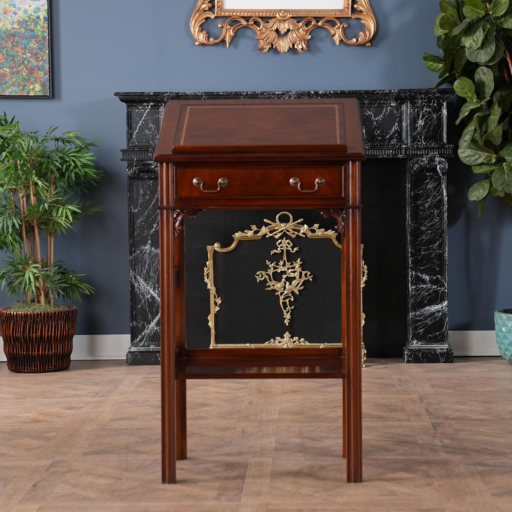 Renaissance Mahogany and Leather Lectern For Sale