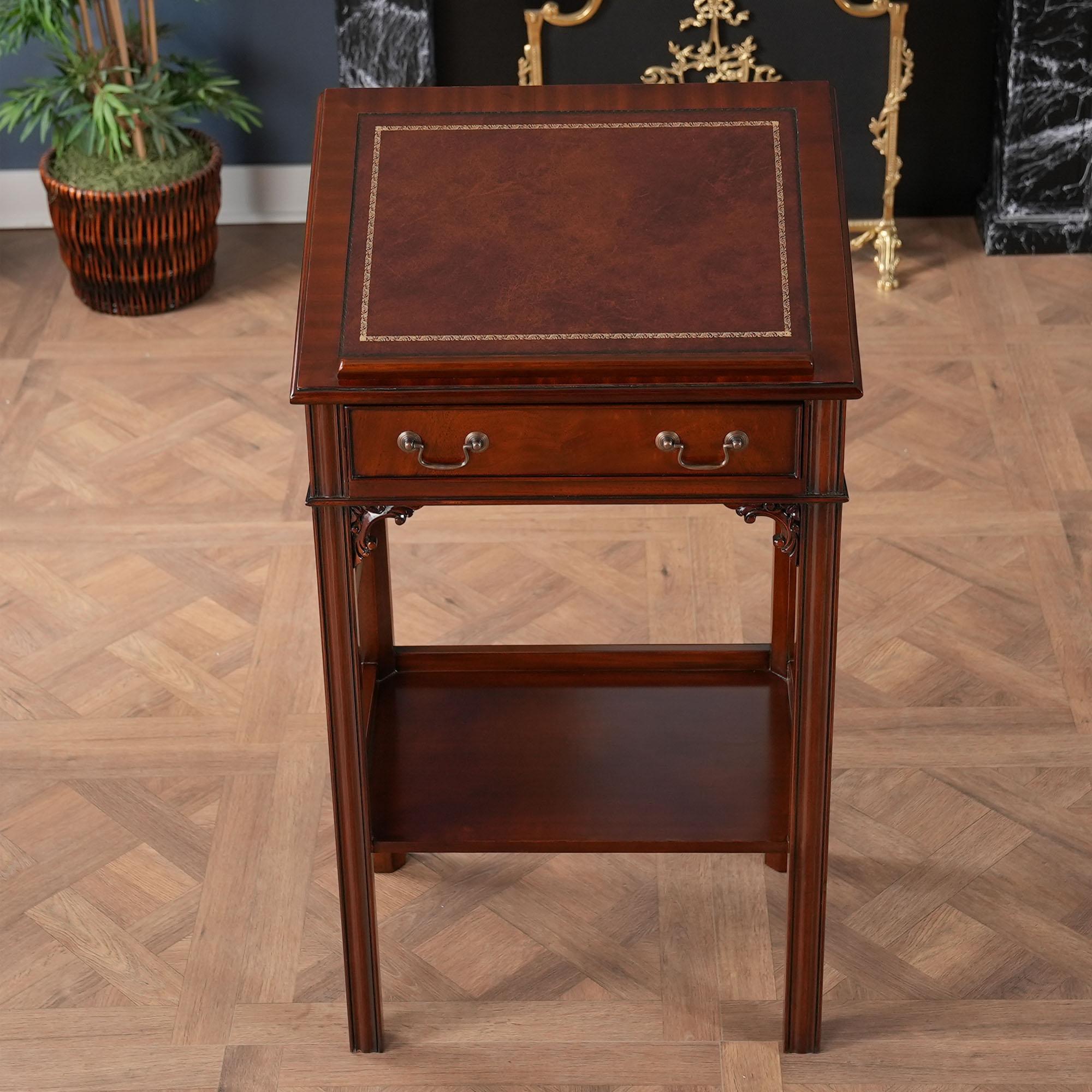 Mahogany and Leather Lectern For Sale 2