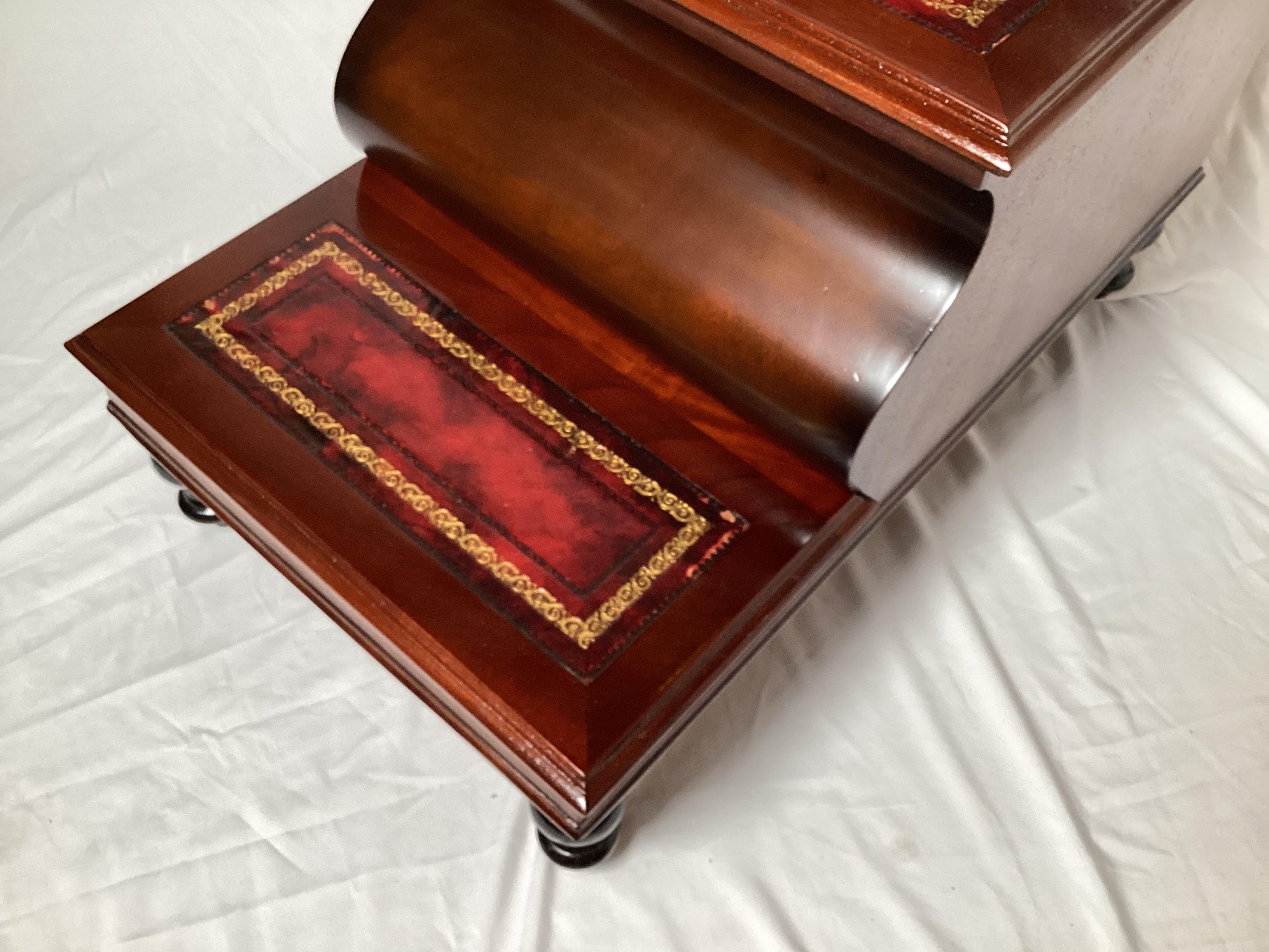 American Mahogany and Leather Library Steps