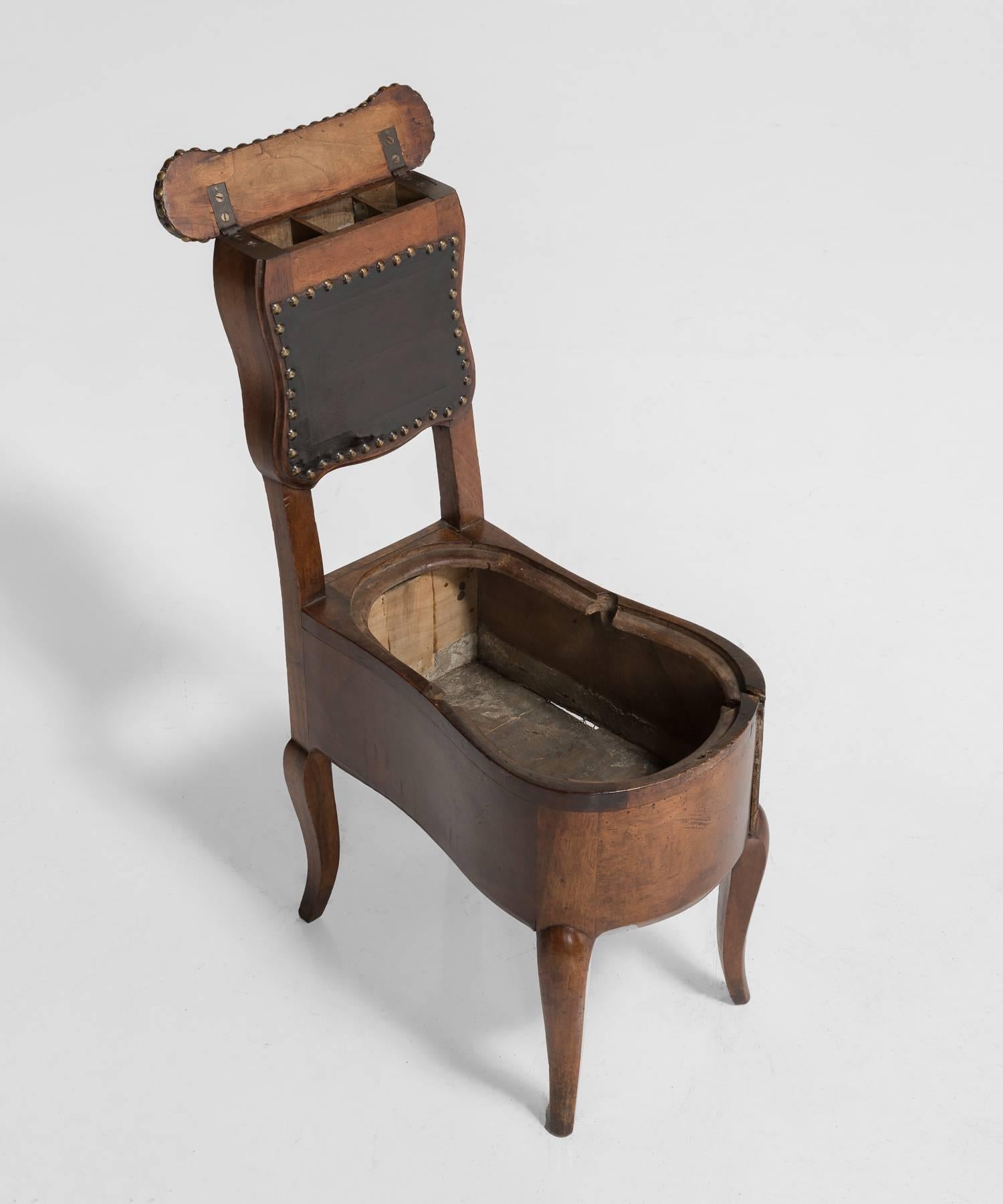 French Mahogany and Leather Prie Dieu Chair, France, circa 1780