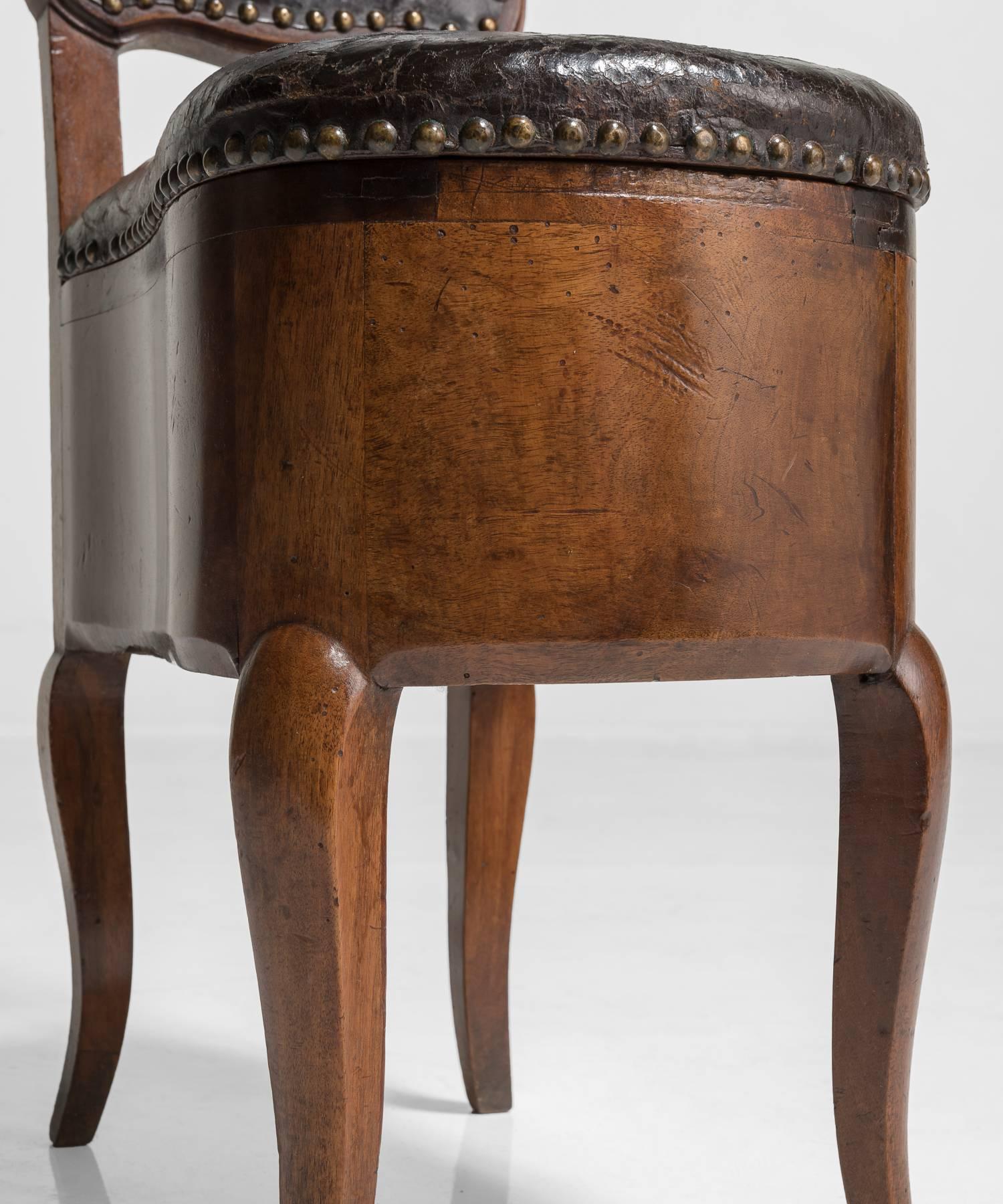 Mahogany and Leather Prie Dieu Chair, France, circa 1780 1