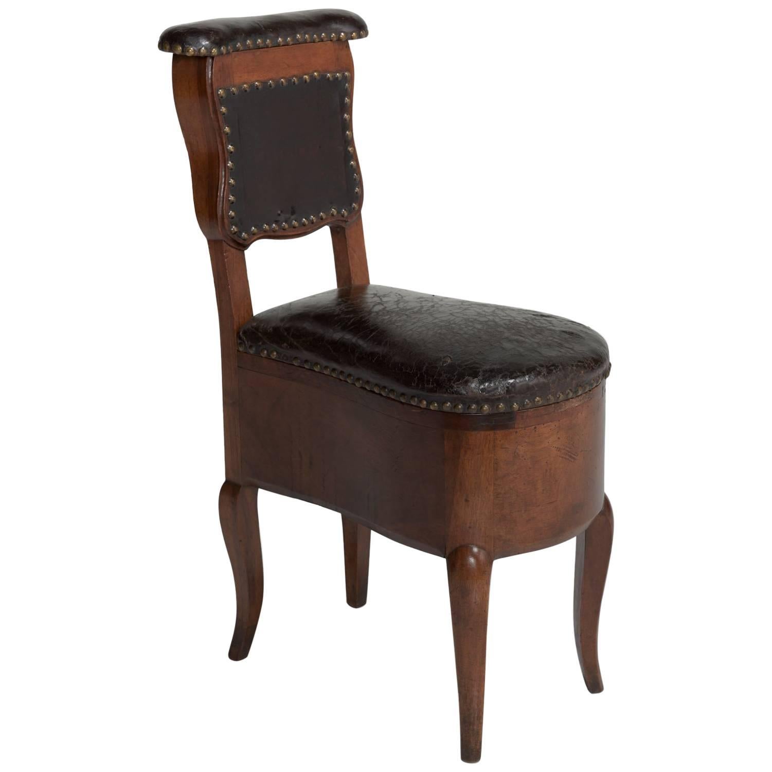 Mahogany and Leather Prie Dieu Chair, France, circa 1780