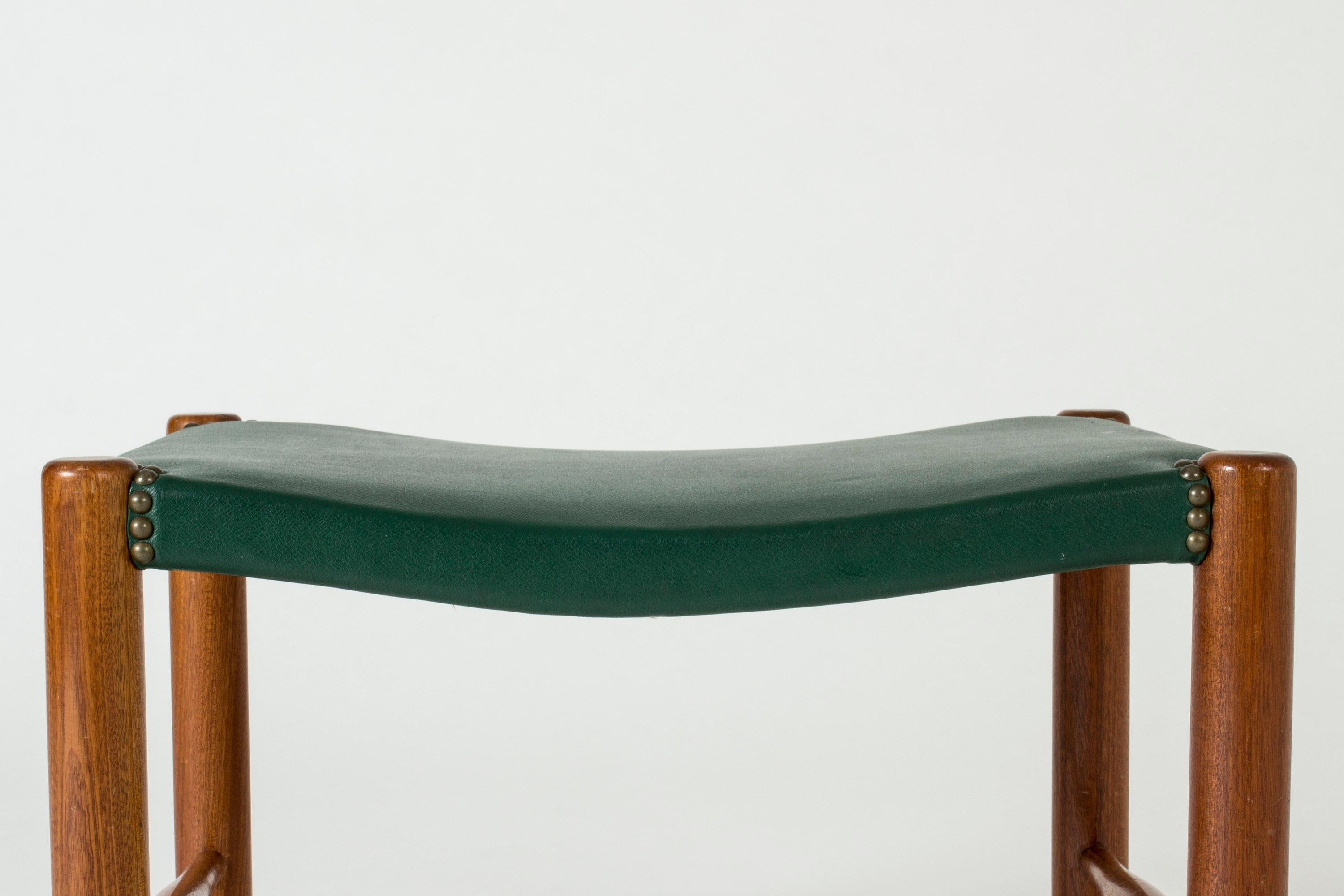 Mahogany and Leather Stool by Josef Frank for Svenskt Tenn, Sweden, 1950s In Good Condition In Stockholm, SE