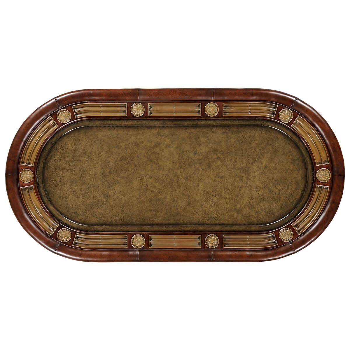 Vietnamese Mahogany and Leather Top Poker Table