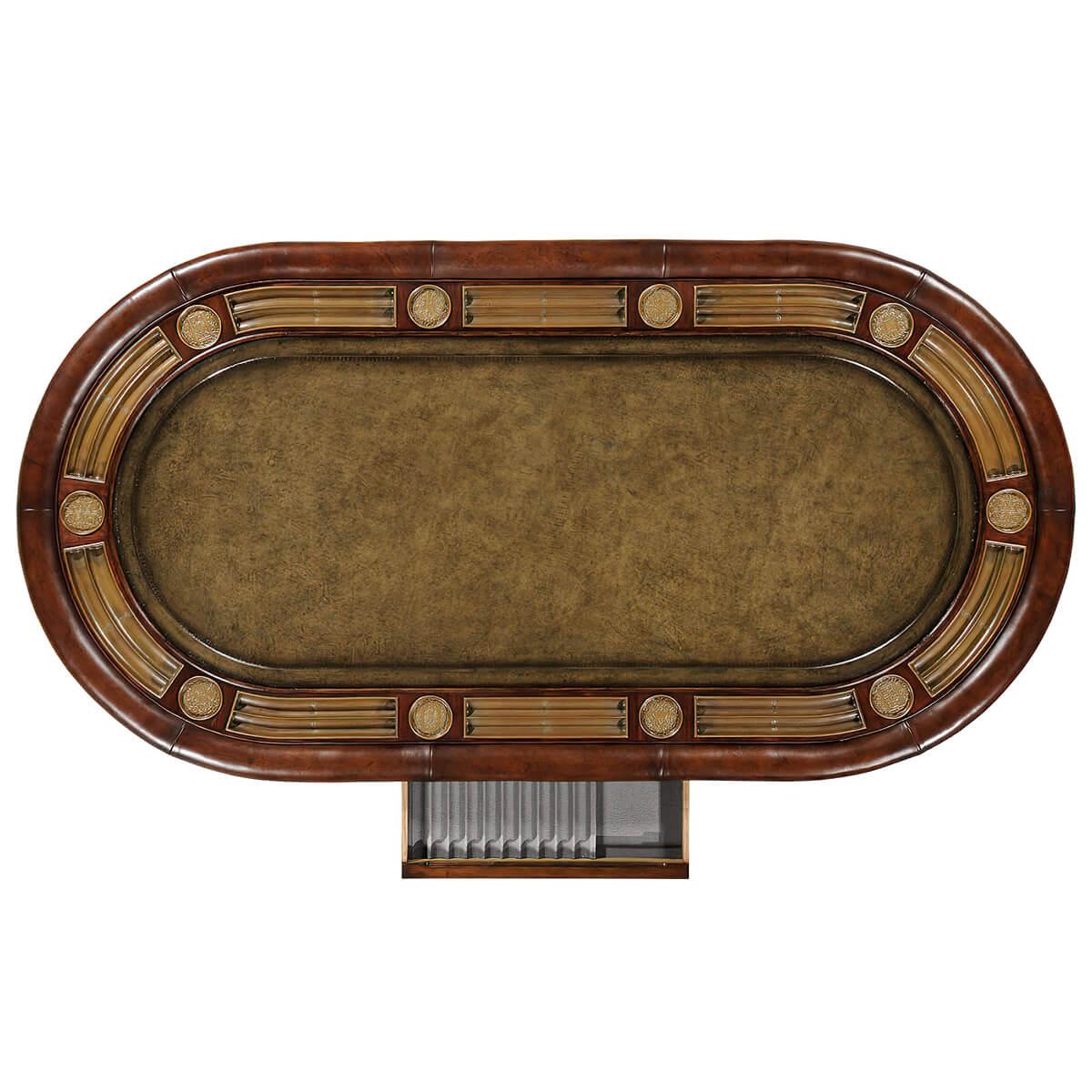 Mahogany and Leather Top Poker Table In New Condition In Westwood, NJ